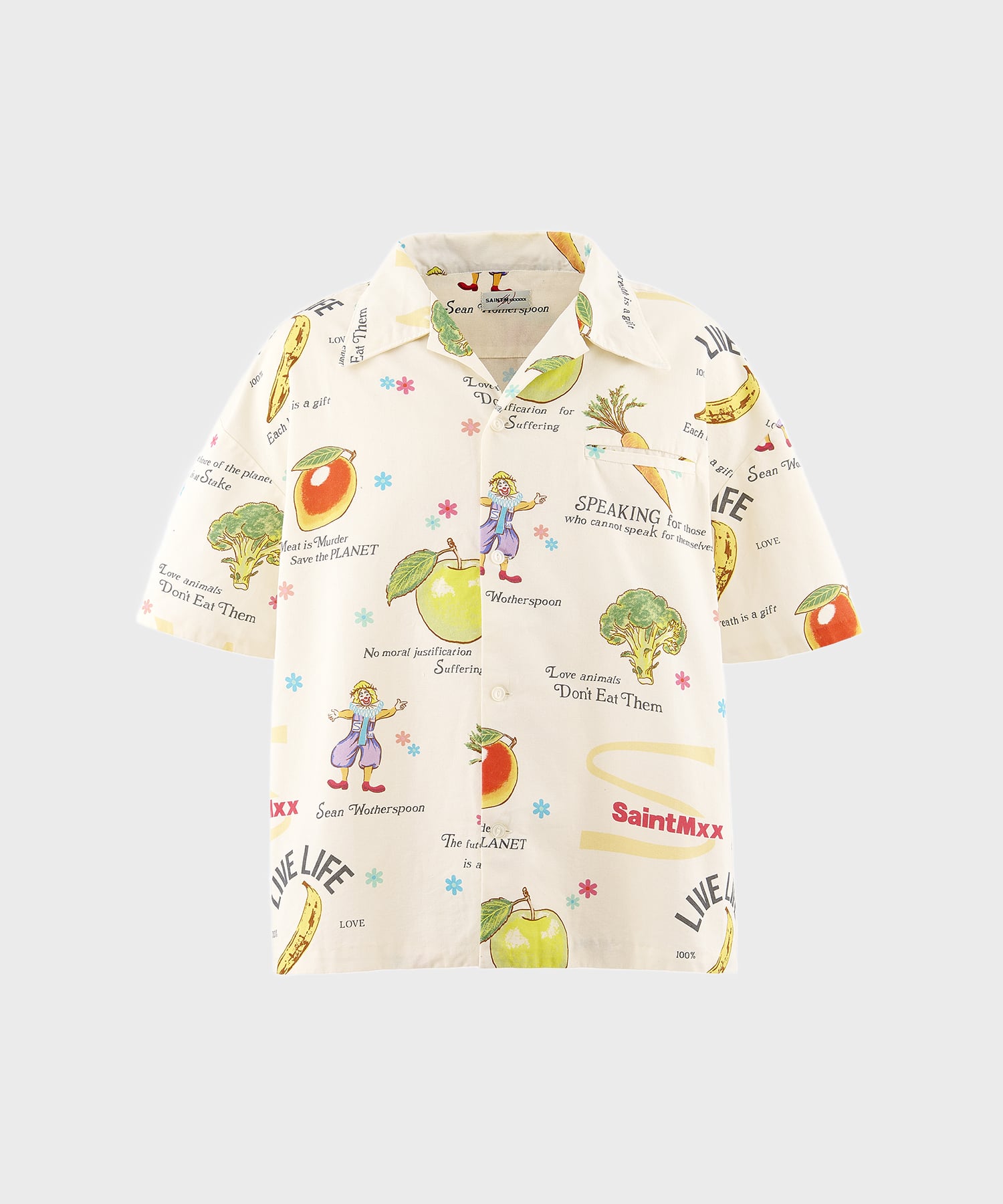 【セントマイケル】SM-MK8-0000-C10/SW_OPEN COLLAR SHIRT/WHITE