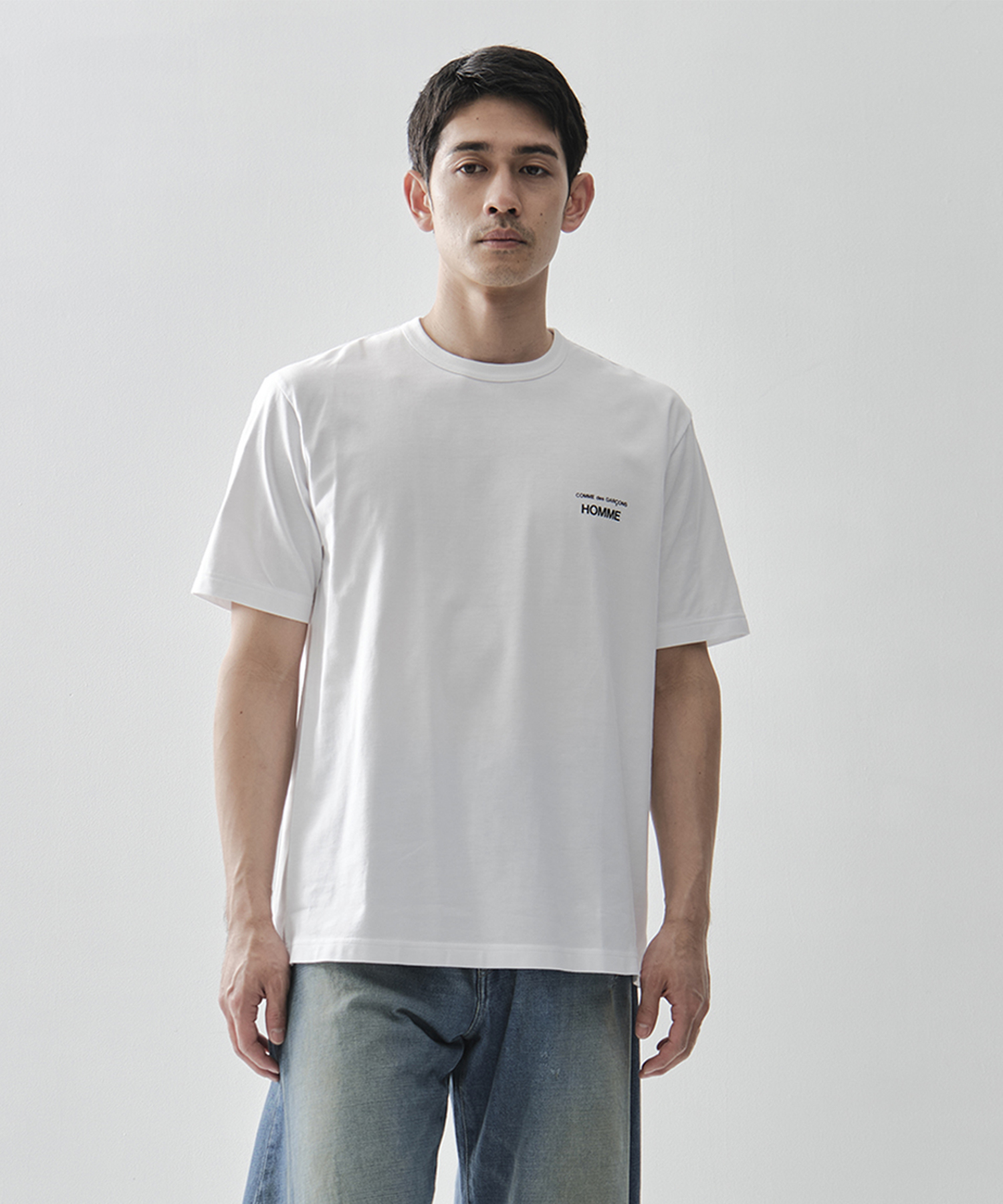 【コムデギャルソンオム】綿天竺 製品プリント S/S Tee