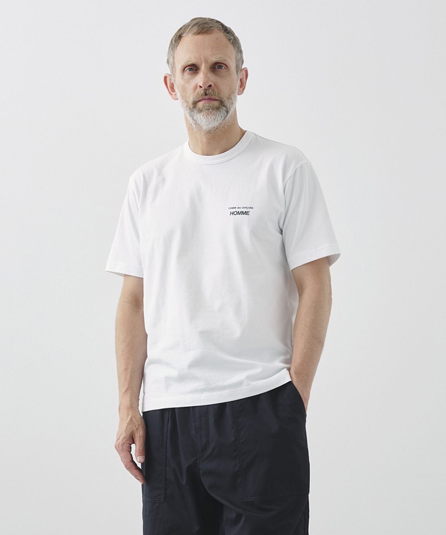 【コムデギャルソンオム】綿天竺 製品プリント S/S Tee