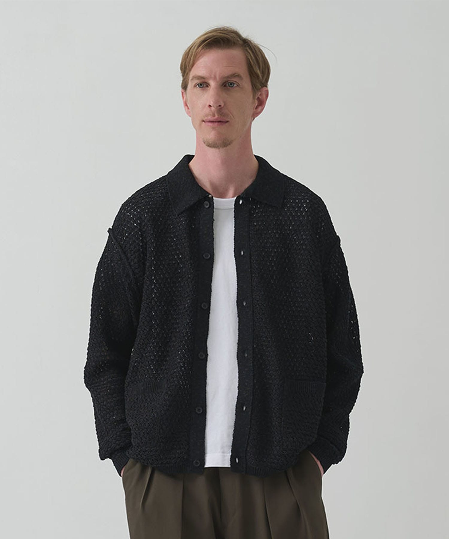 Mesh Knit Shirt Cardigan