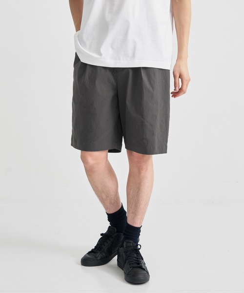 STRETCH NYLON LINEN WIDE 2TUCKED SHORTS
