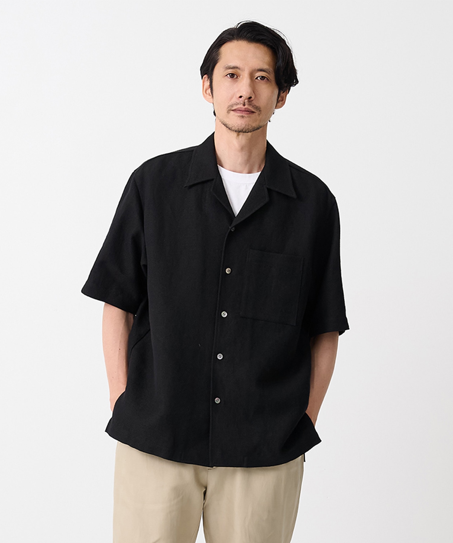 【イレニサ】別注SUMMER TWEED OPEN COLLAR SHIRT