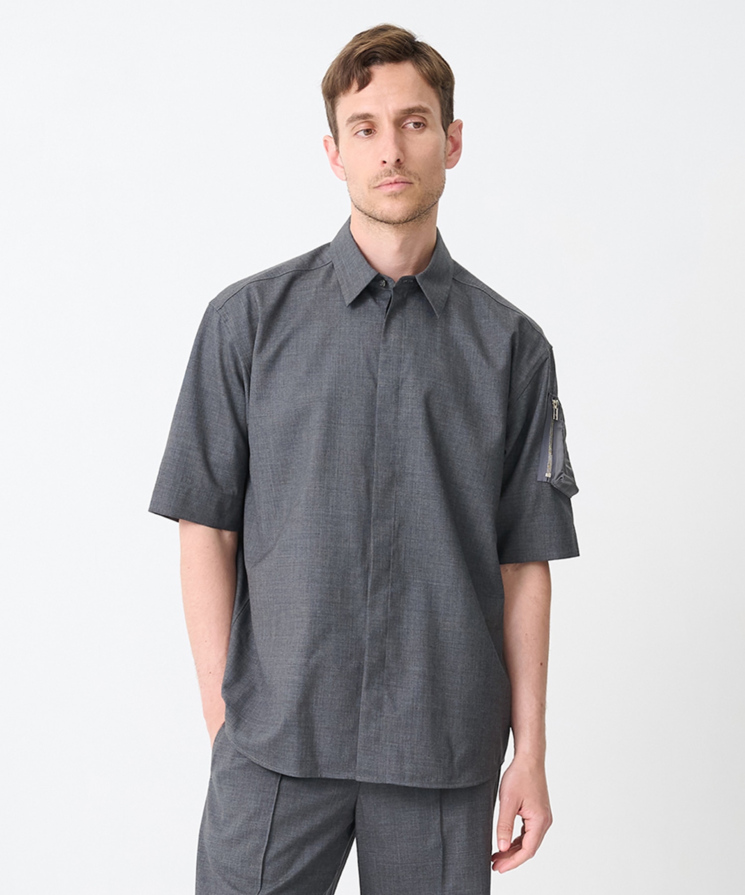 別注SUMMER WOOL CIGAR POCKET HALF SLEEVE SHIRT
