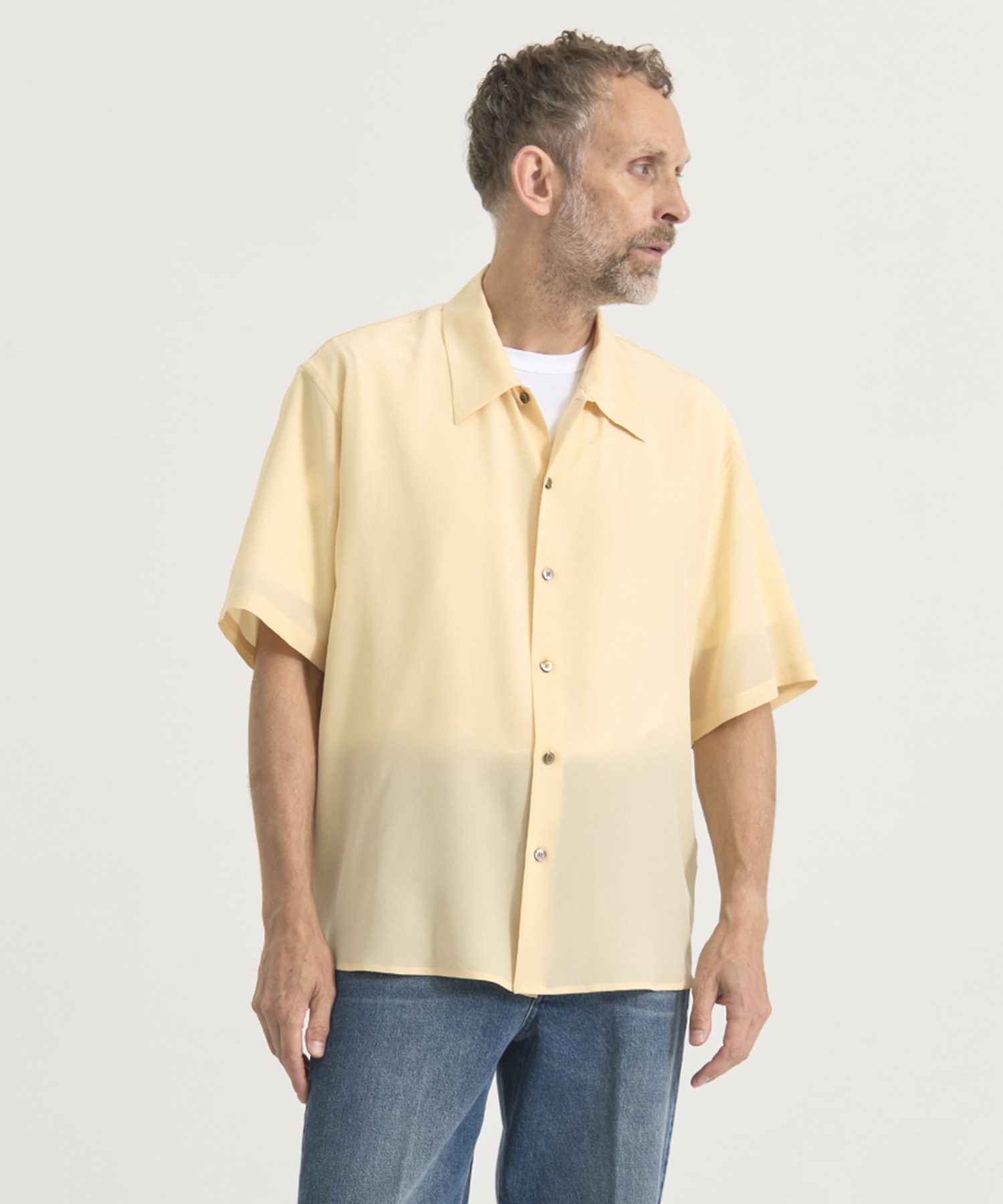 皺にならない洗えるSilk S/S Shirts