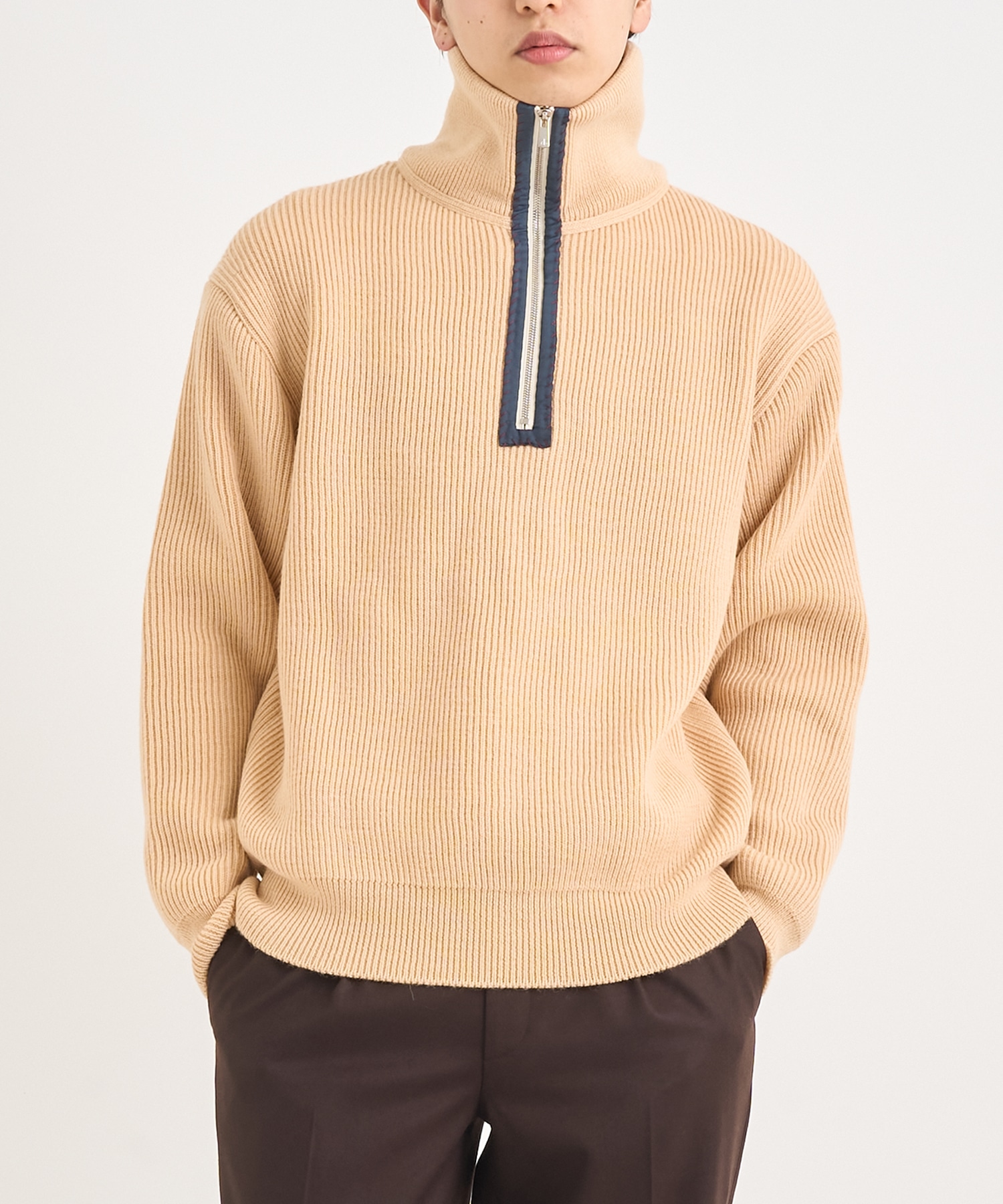 25WCM-N07305 HALF ZIP KNIT