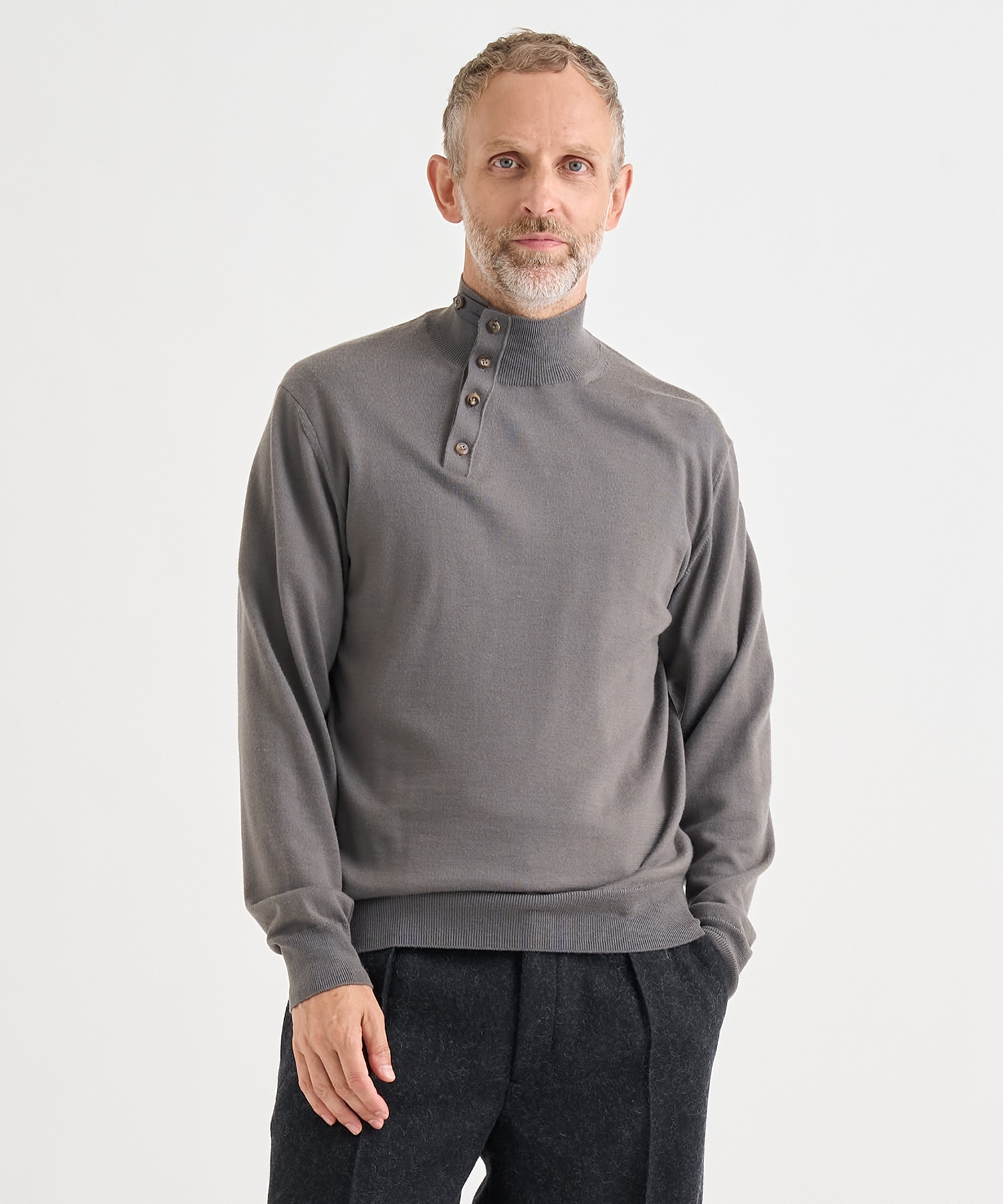 WOOL HIGH-NECK KNIT PULLOVER
