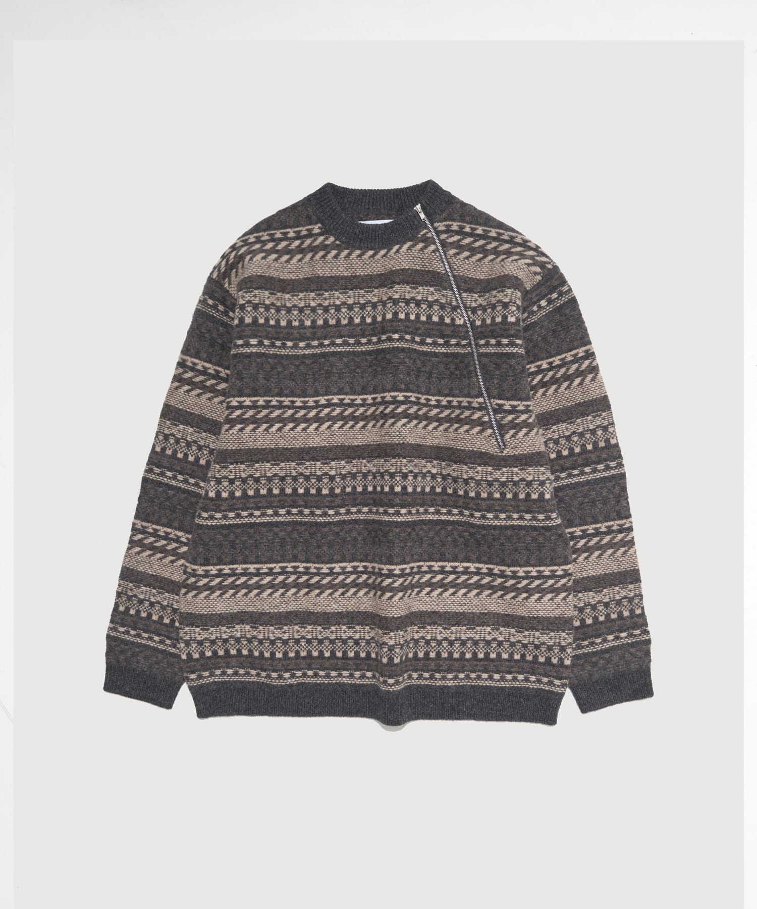 FAIR ISLE ZIP KNIT PULLOVER