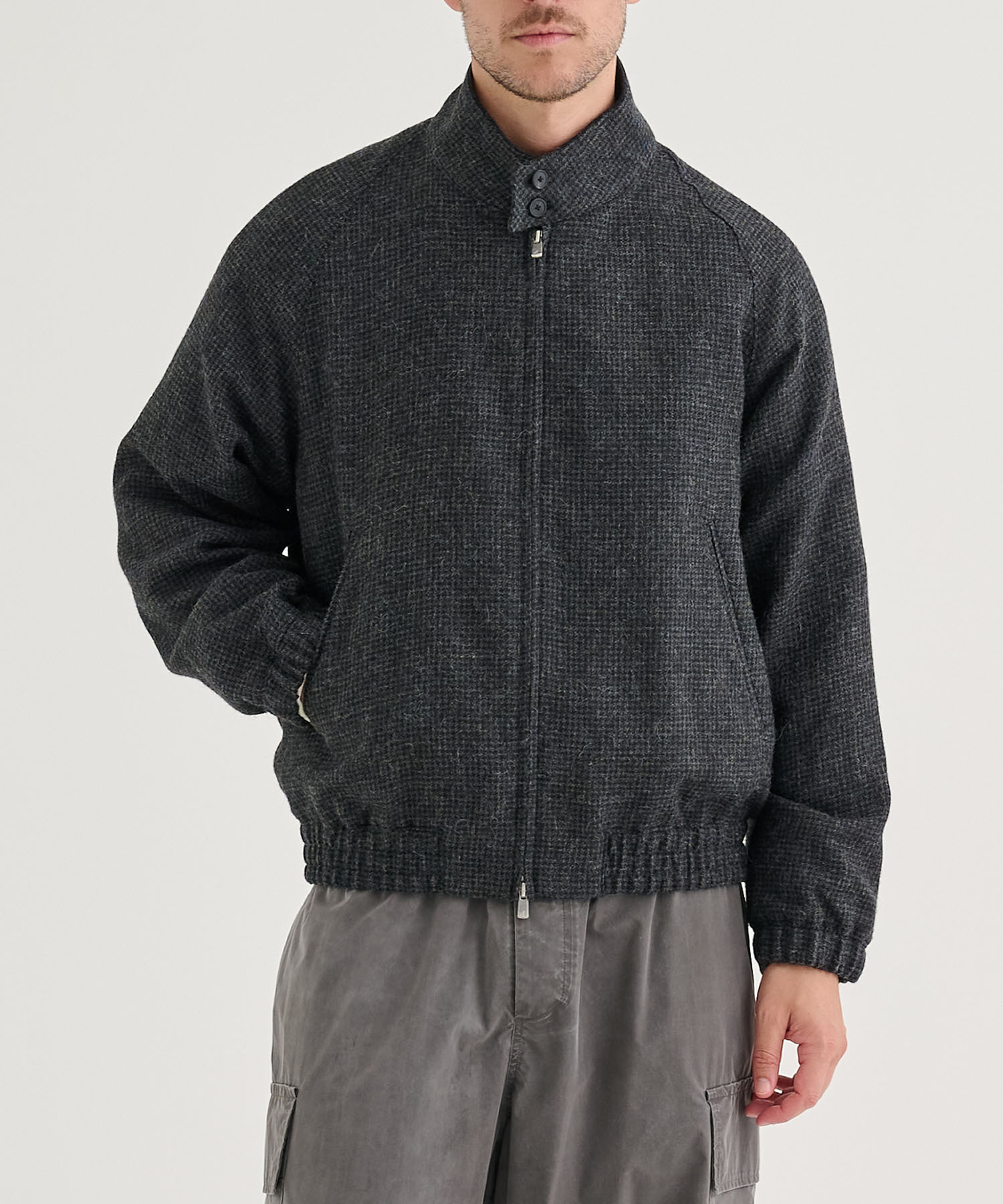 ALPACA HOUND TOOTH HARRINGTON JACKET