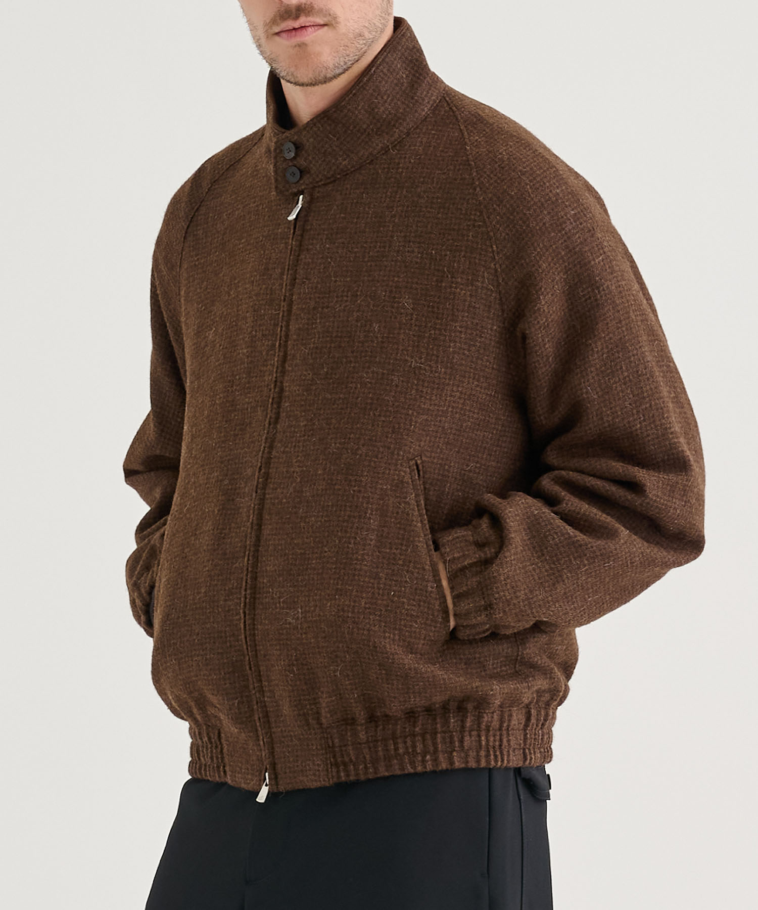 ALPACA HOUND TOOTH HARRINGTON JACKET