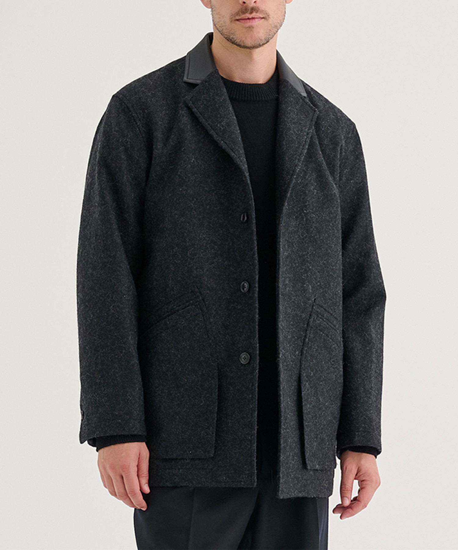 LEATHER -COLLAR JACKET