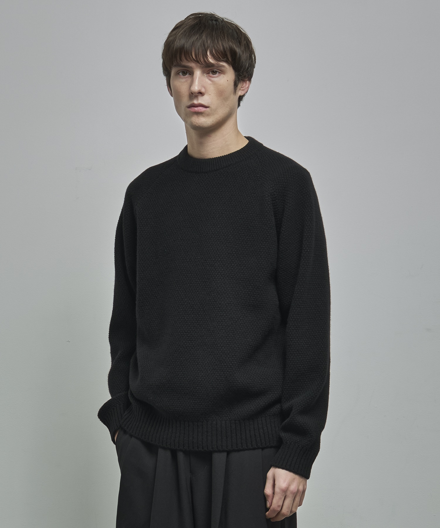 トップス STONE  moc neck knit sweater セール】crepuscule Moss stitch Moc Neck L/S sweat 2203-001（ニット