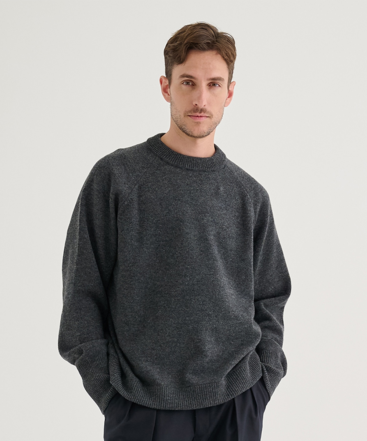 RERACS RAGLAN CREW NECK PULLOVER KNIT