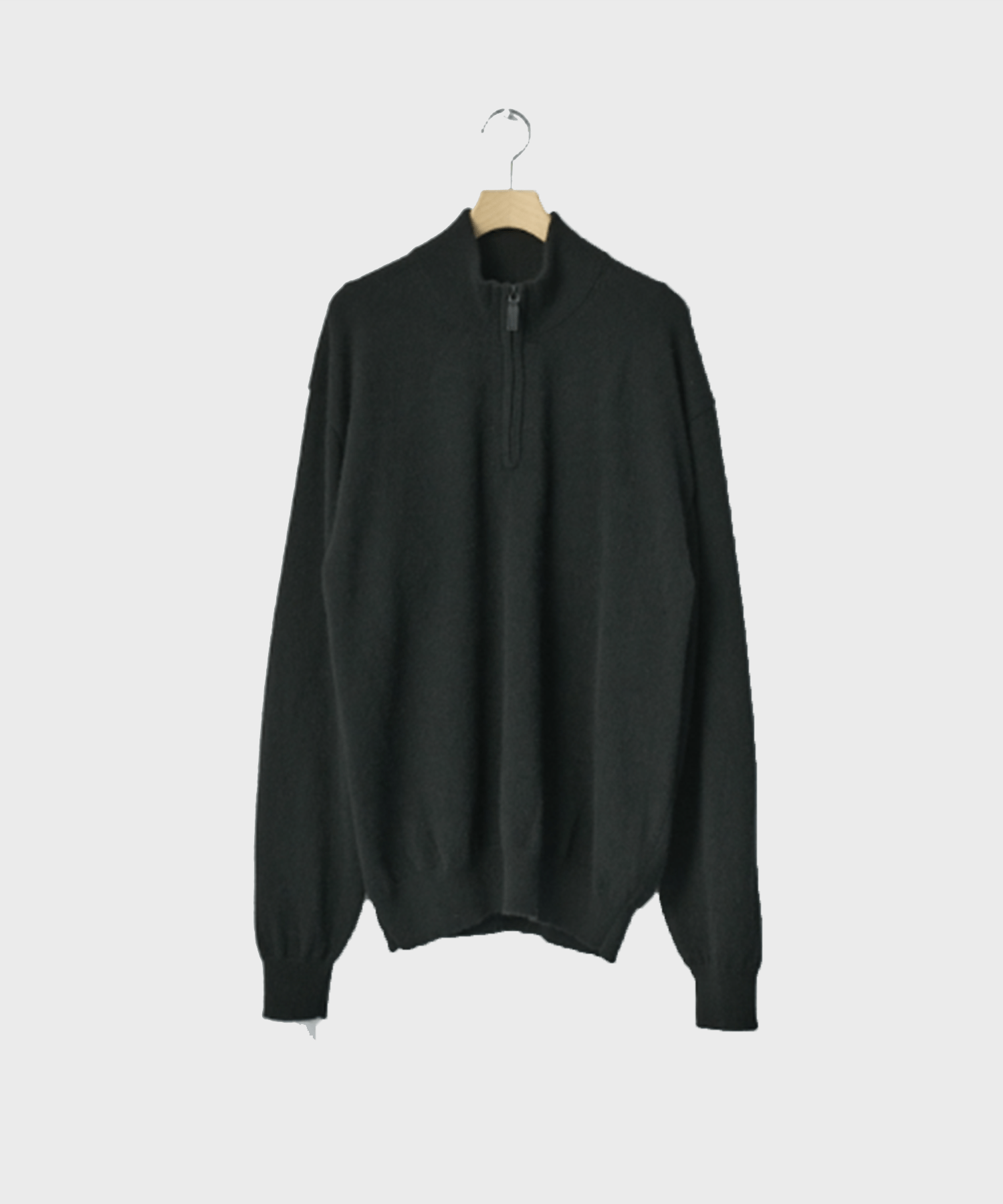 PURE CASHMERE KNIT HALF ZIP LS