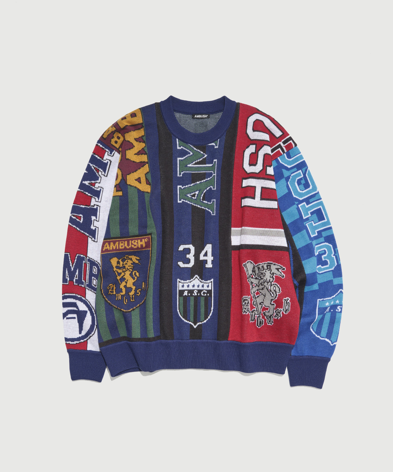 MULTI SOCCER SCARF KNIT CREWNECK
