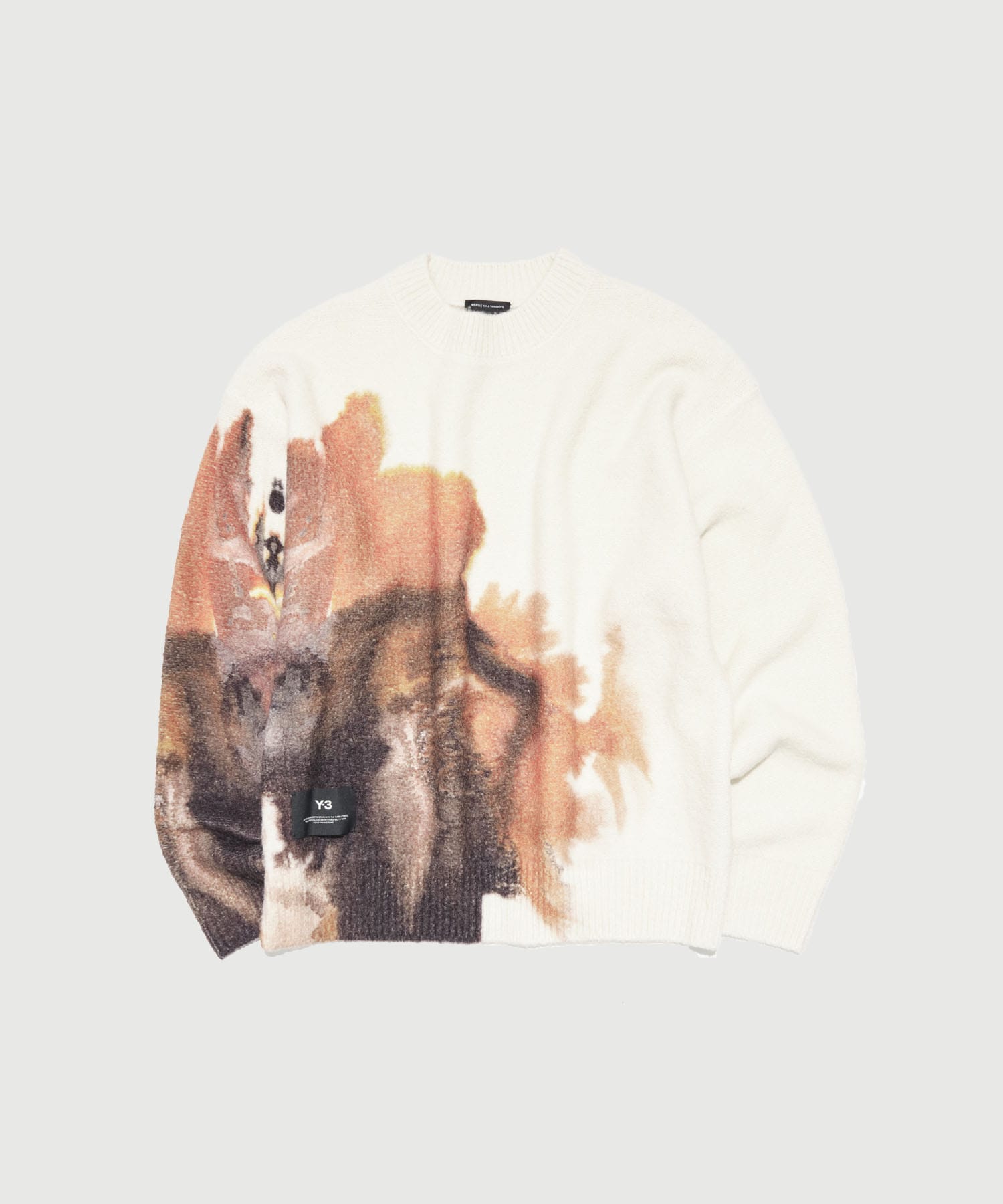 Y3-A25-0000-181/U Y3 AOP KNIT CREW/C.WHT+MLT
