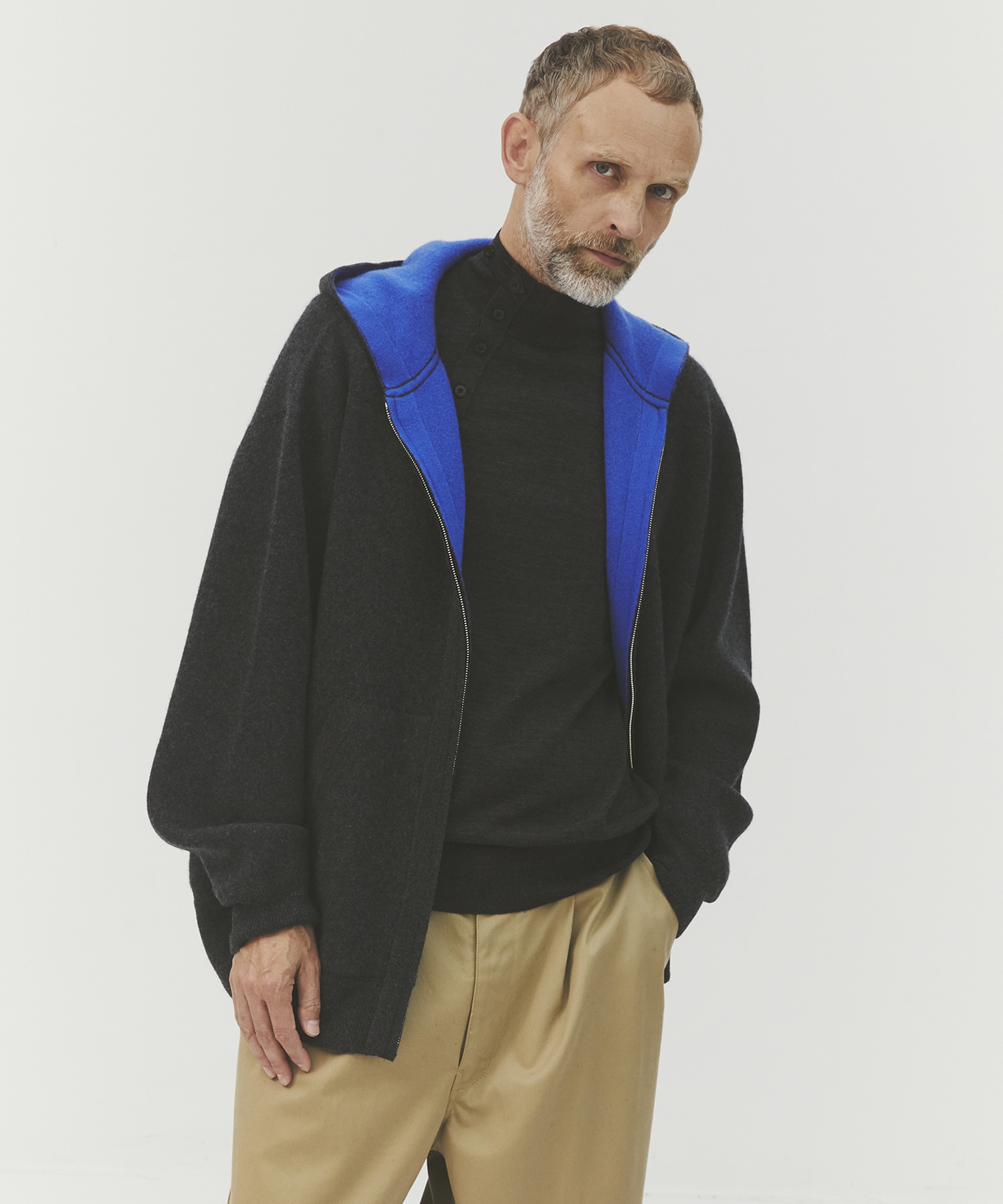 CASHMERE REVERSIBLE ZIP UP HOODIE