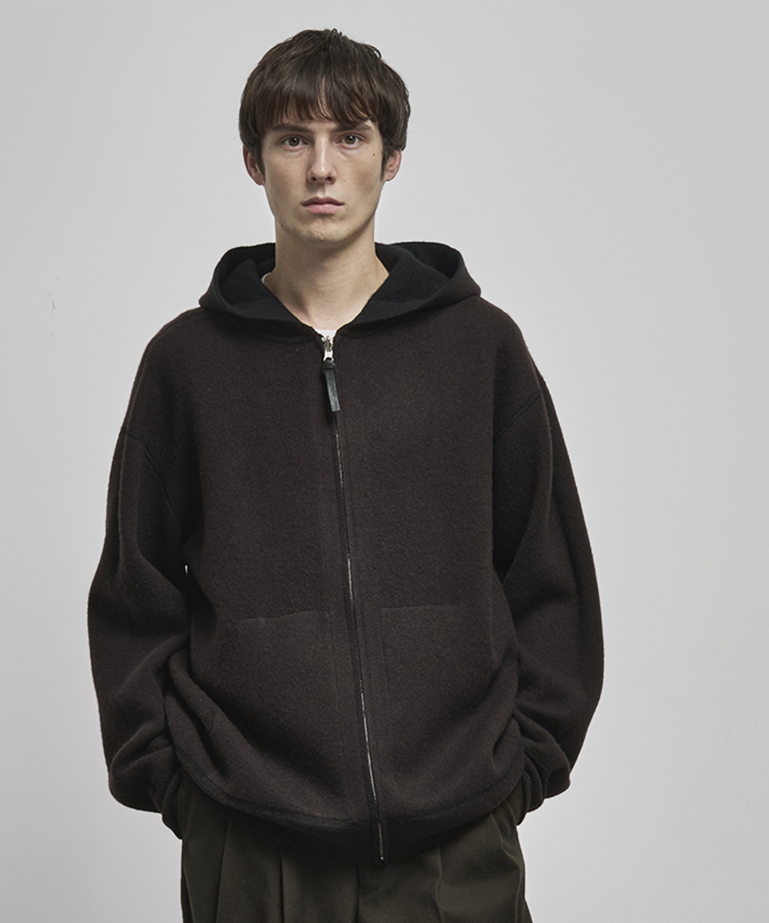 【MENS】CASHMERE REVERSIBLE ZIP UP HOODIE