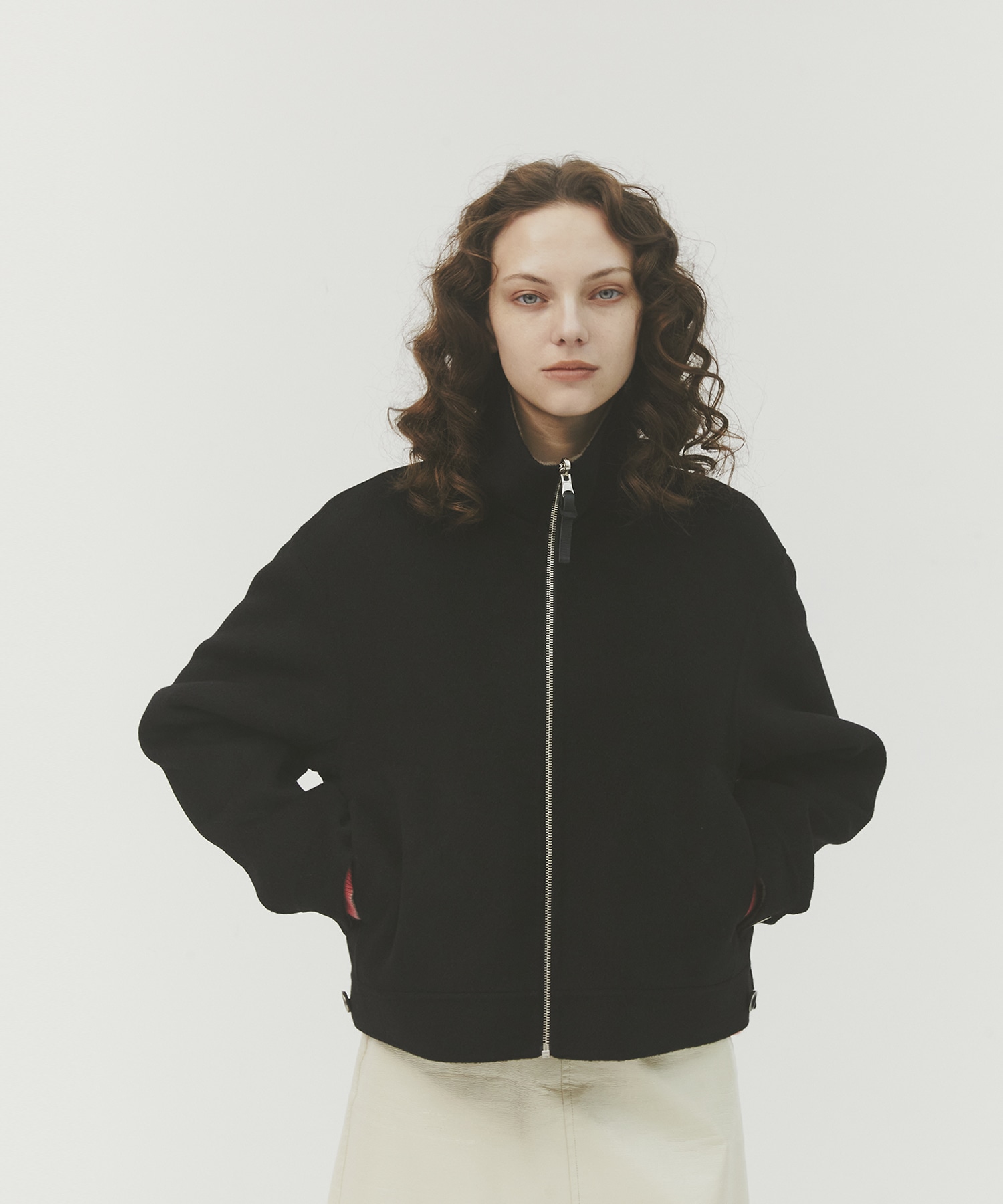 CASHMERE REVERSIBLE STAND ZIP BLOUSON