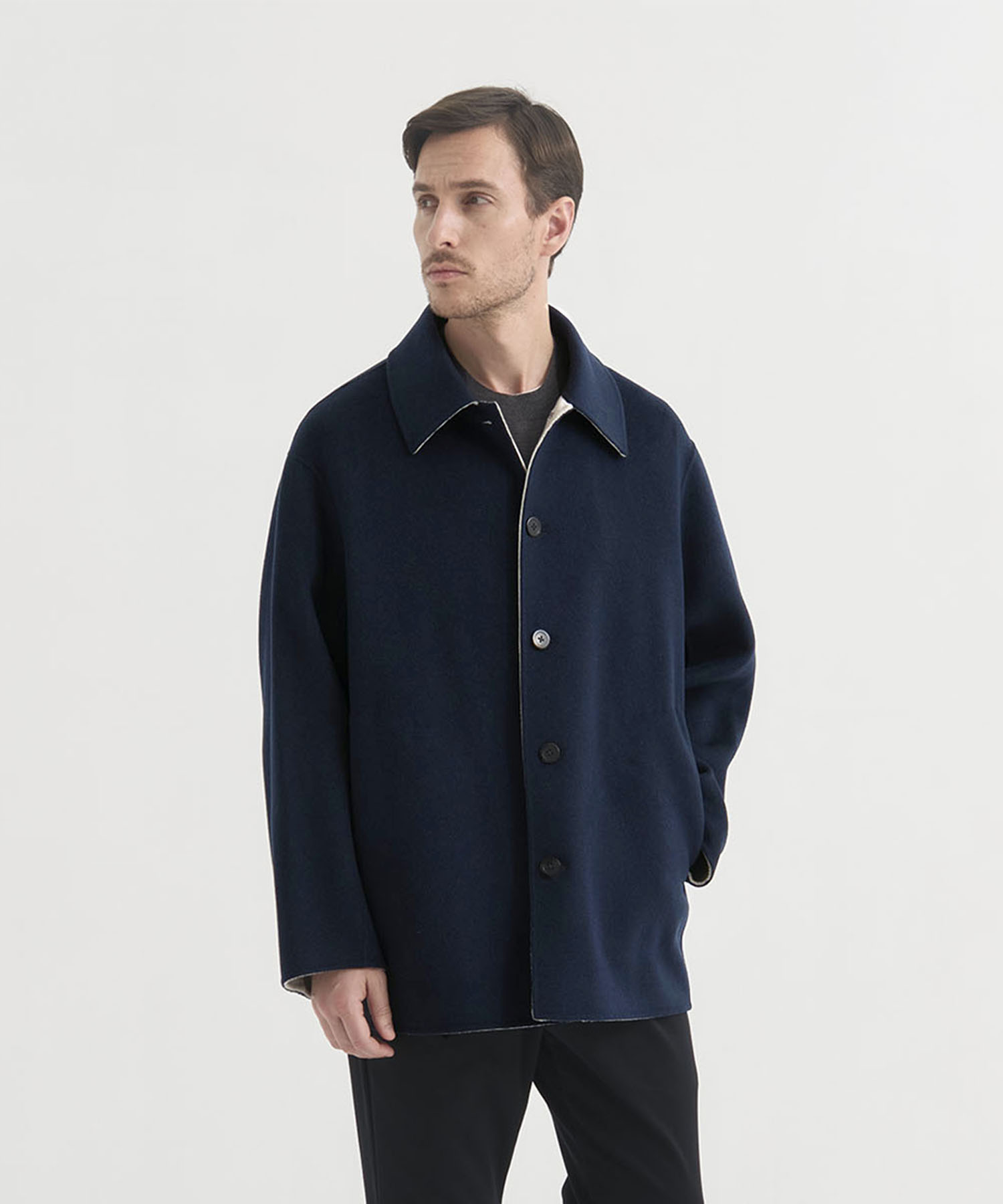 CASHMERE/SILK/WOOL SHORT COAT