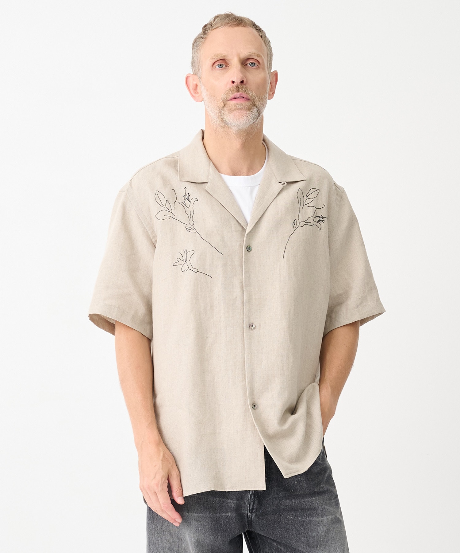 別注THE SS SHIRT LINEN EMBROIDERY