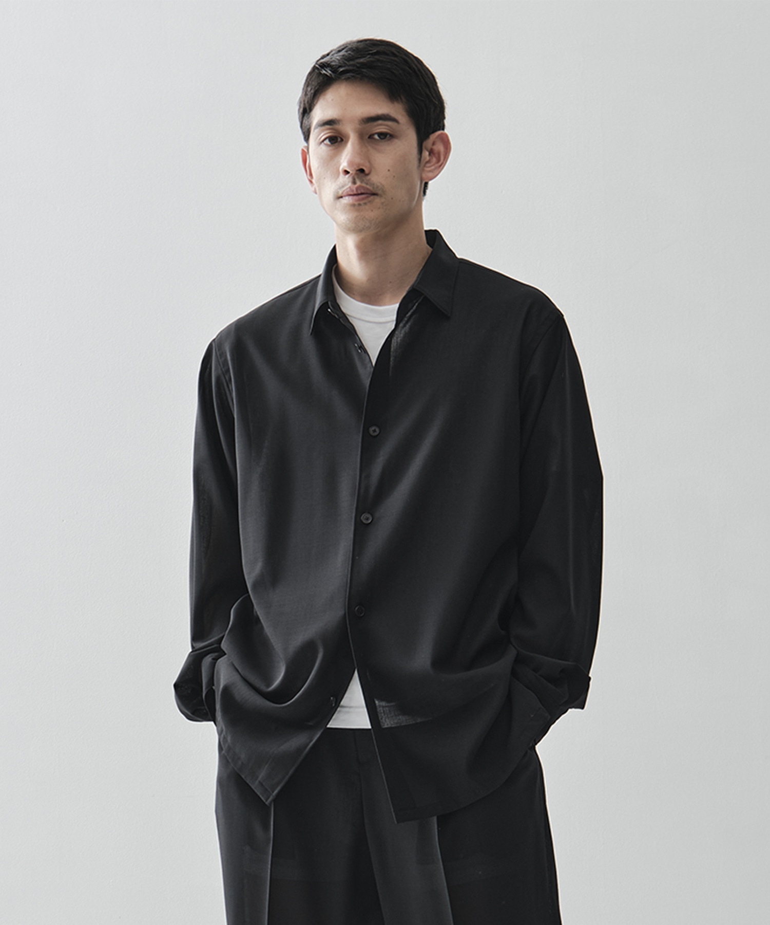 別注TWIST WOOL GAUZE LOOSE FIT SHIRT