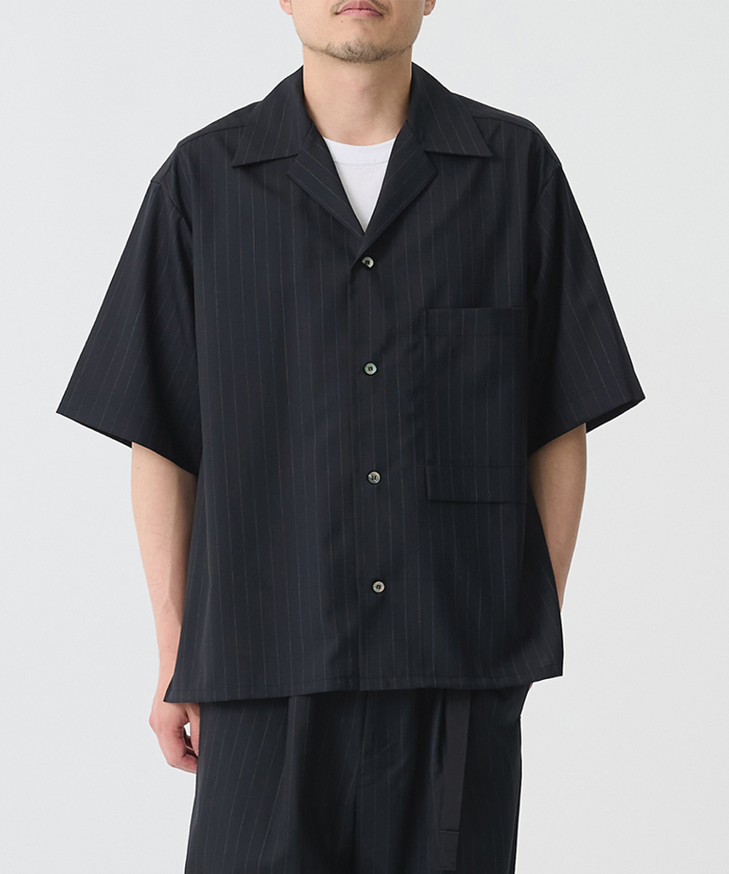 【ウジョーオム】別注Wide Set Open Collar BOX Shirt