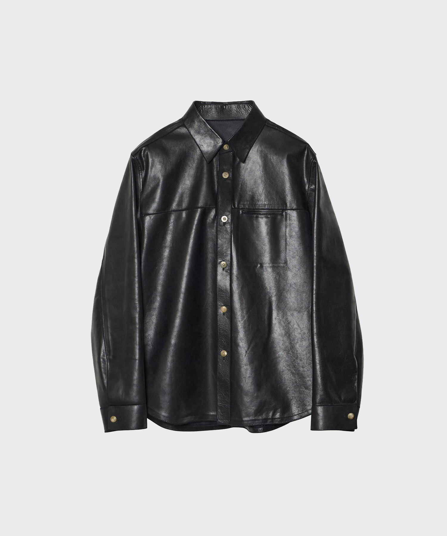 【イレニサ】IH-26FW-B048-LTH CORD-STITCHED LEATHER SHIRT