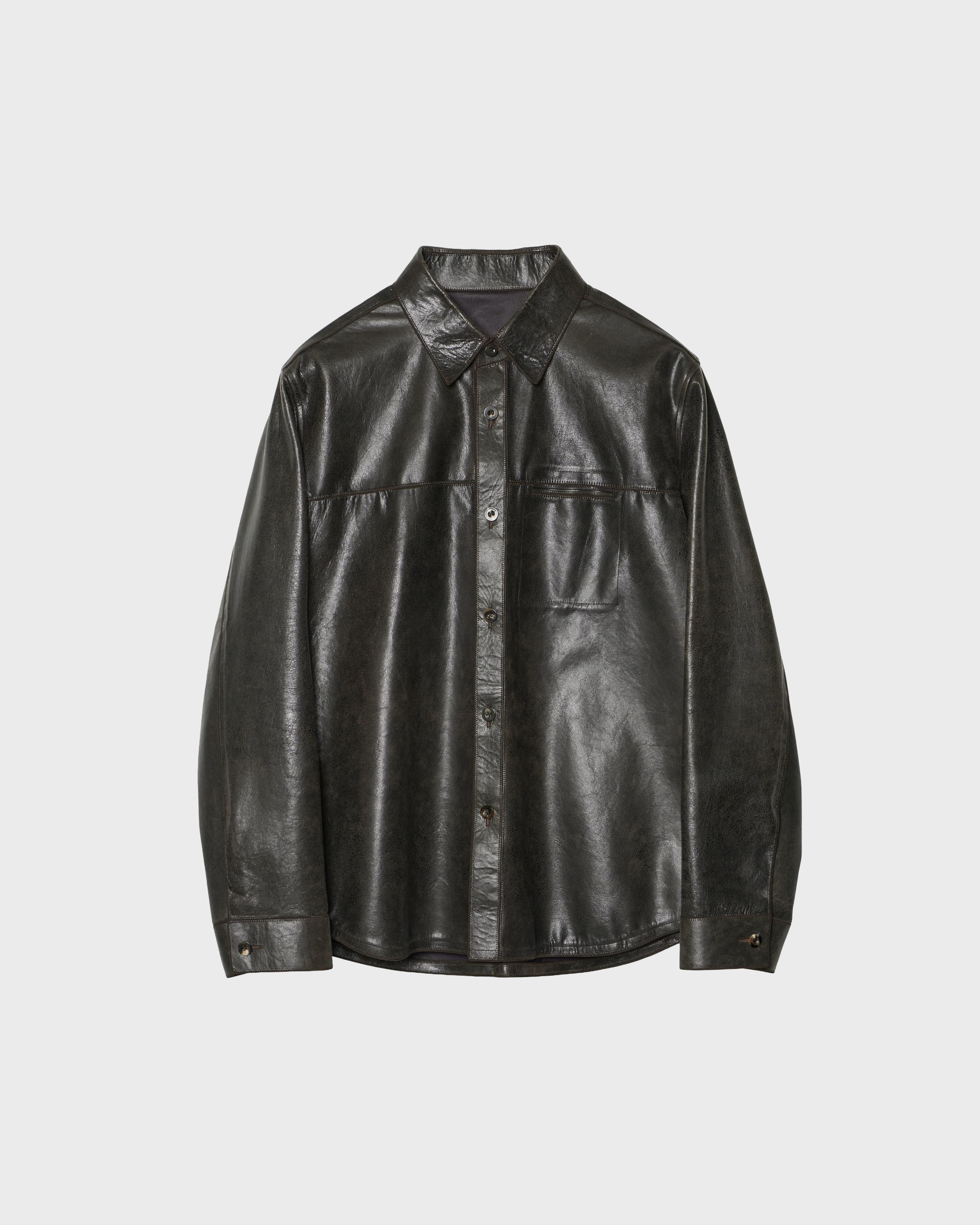 【イレニサ】IH-26FW-B048-LTH CORD-STITCHED LEATHER SHIRT