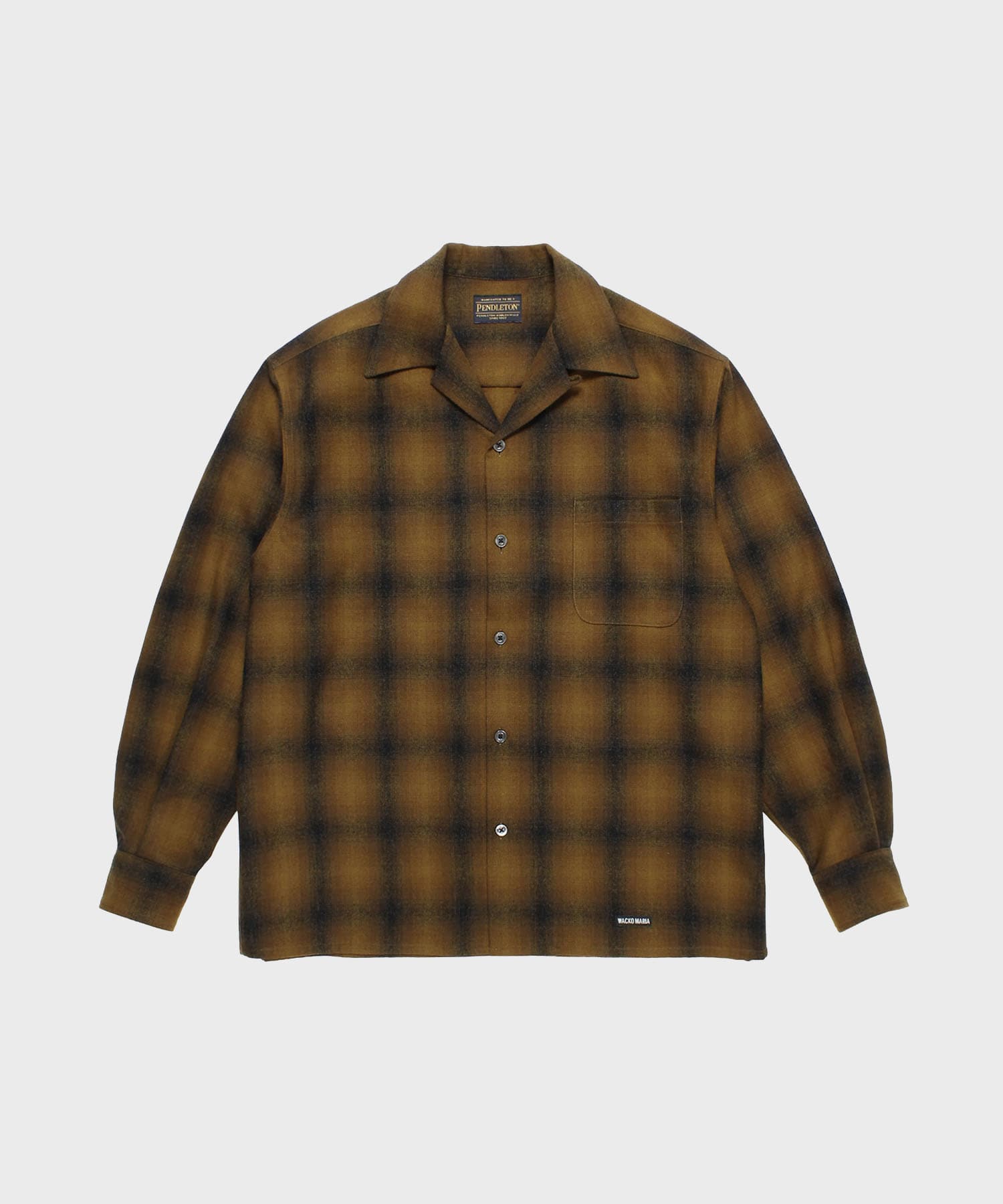 【ワコマリア】26FW-WMS-PE02 WOOL OMBRE CHECK OPEN COLLAR SHIRT L/S ( TYPE-