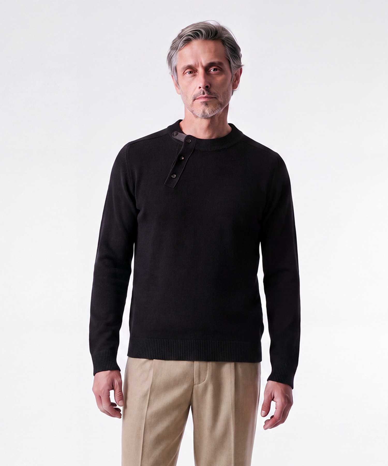 【イレニサ】IH-26FW-K036 LEATHER TAB KNIT PULLOVER