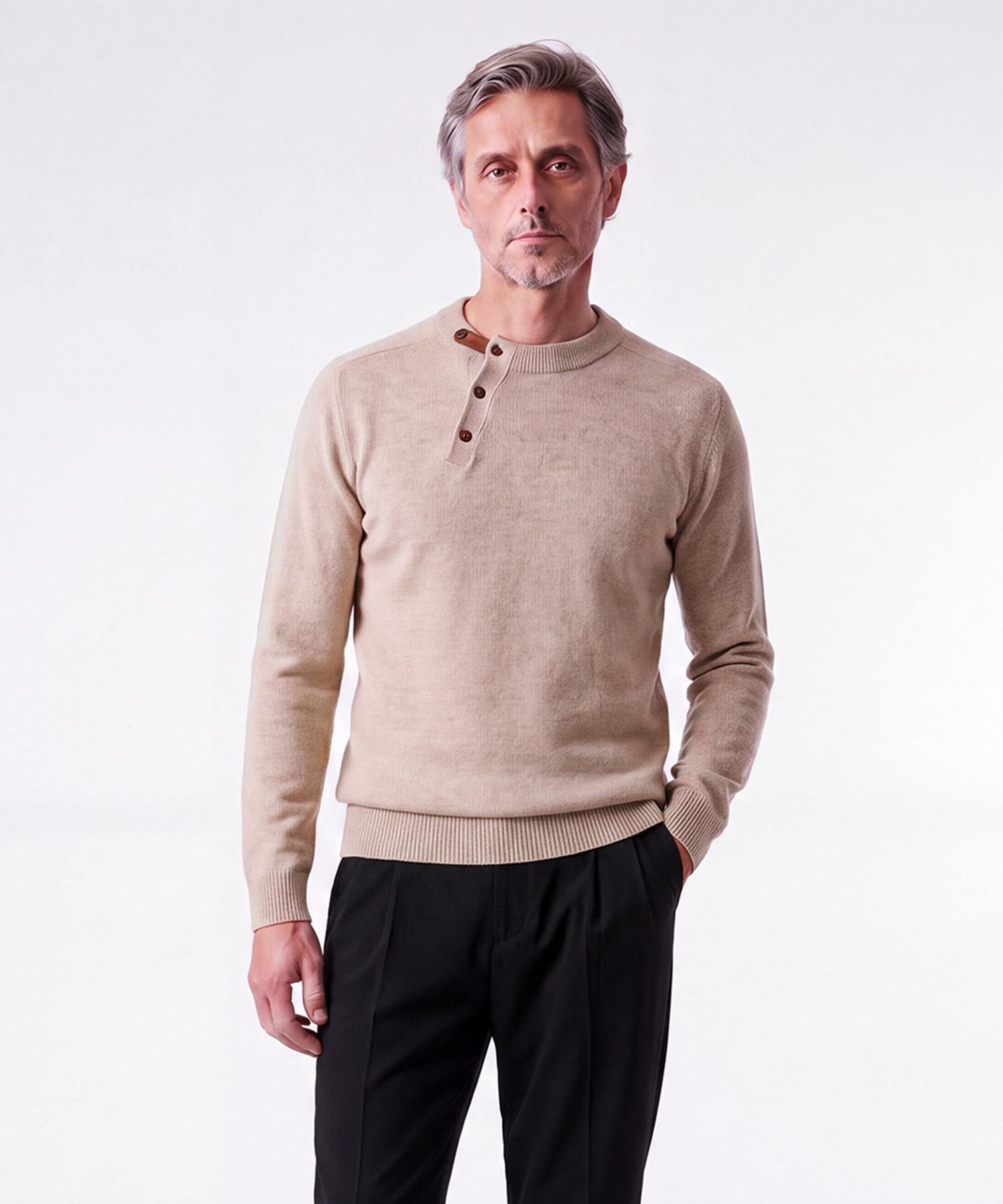 【イレニサ】IH-26FW-K036 LEATHER TAB KNIT PULLOVER