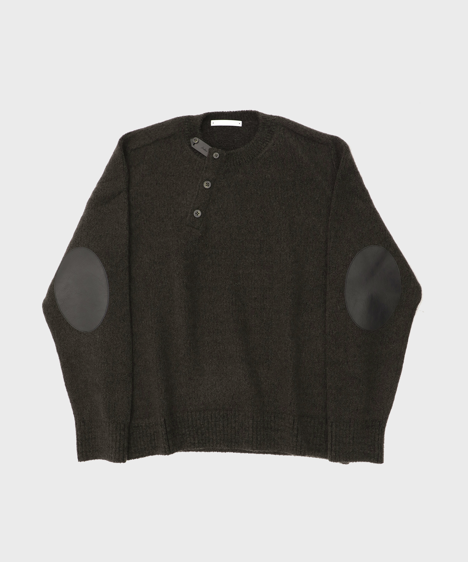 【イレニサ】別注LEATHER ELBOW PATCH MOHAIR KNIT PO