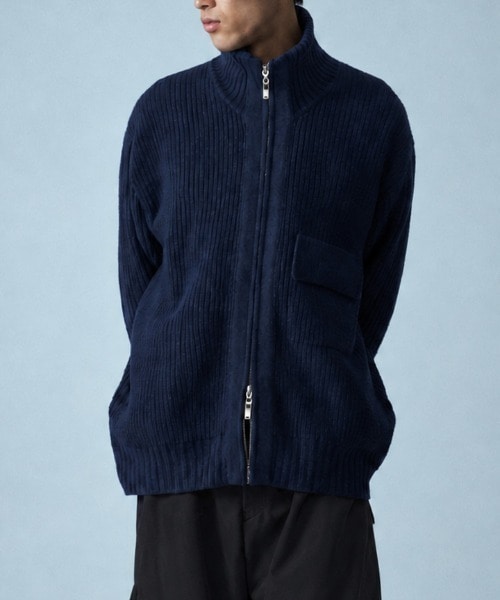 【ウジョーオム】M734-K50-114 ZIP High Neck Drivers Knit