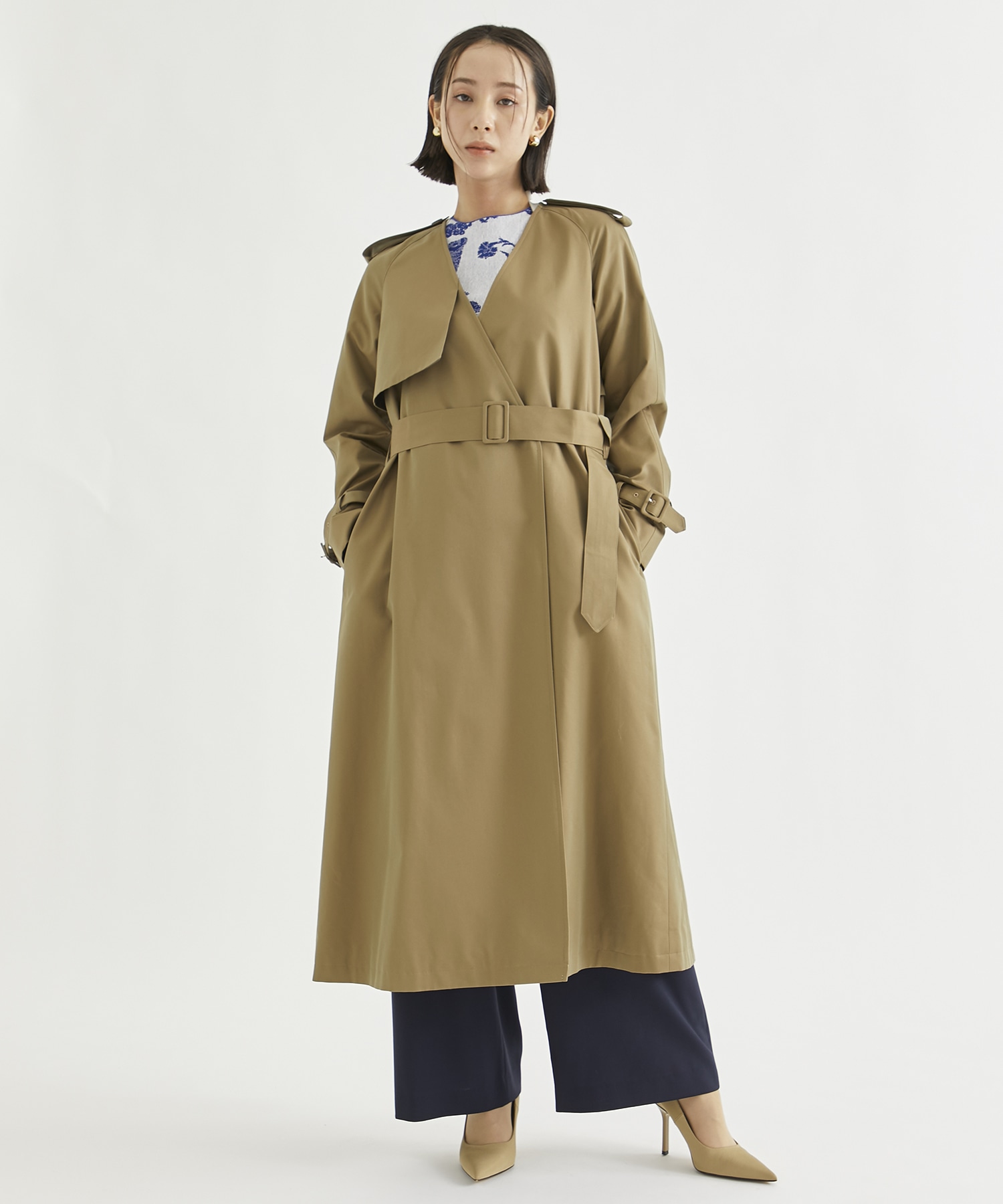 別注 silk cotton  trench coat