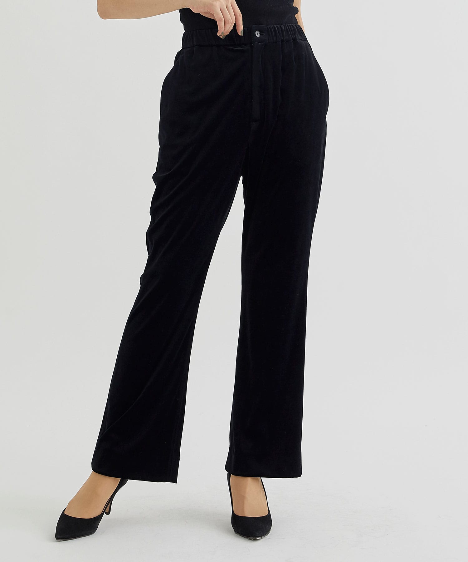 Stretch velour flared pants