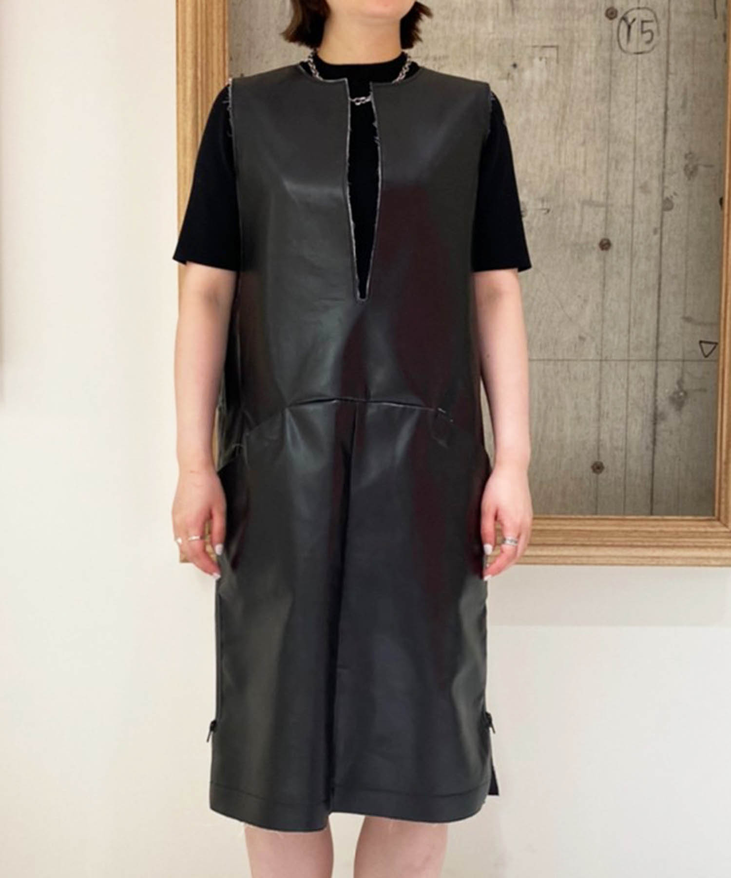 Fake leather bonding dress