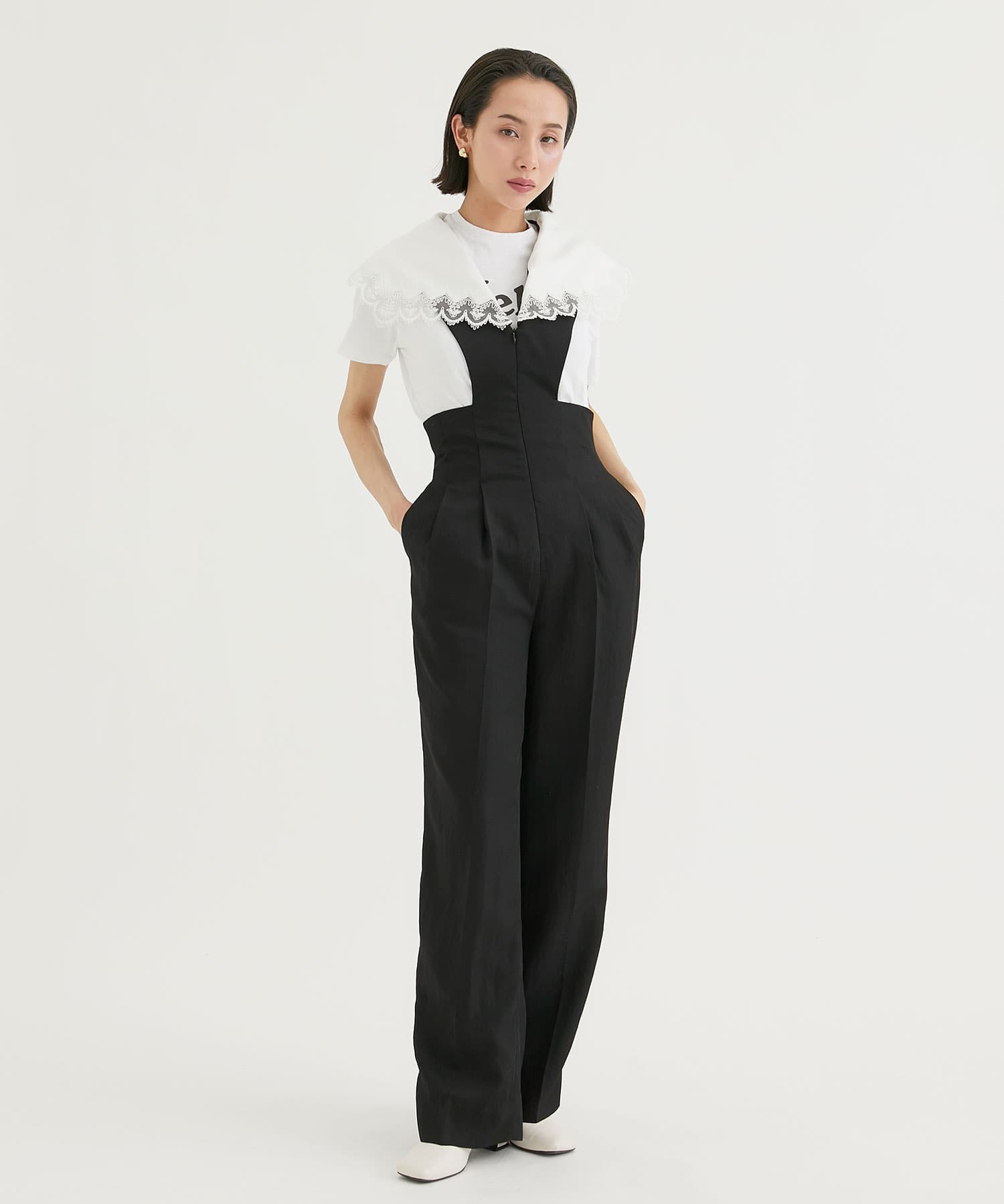 EMBROIDERY COLLAR JUMPSUIT