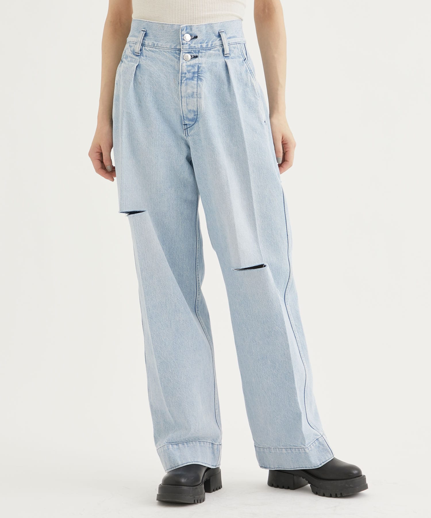 THE WIDE JEAN TROUSERS　BLACH BLUE