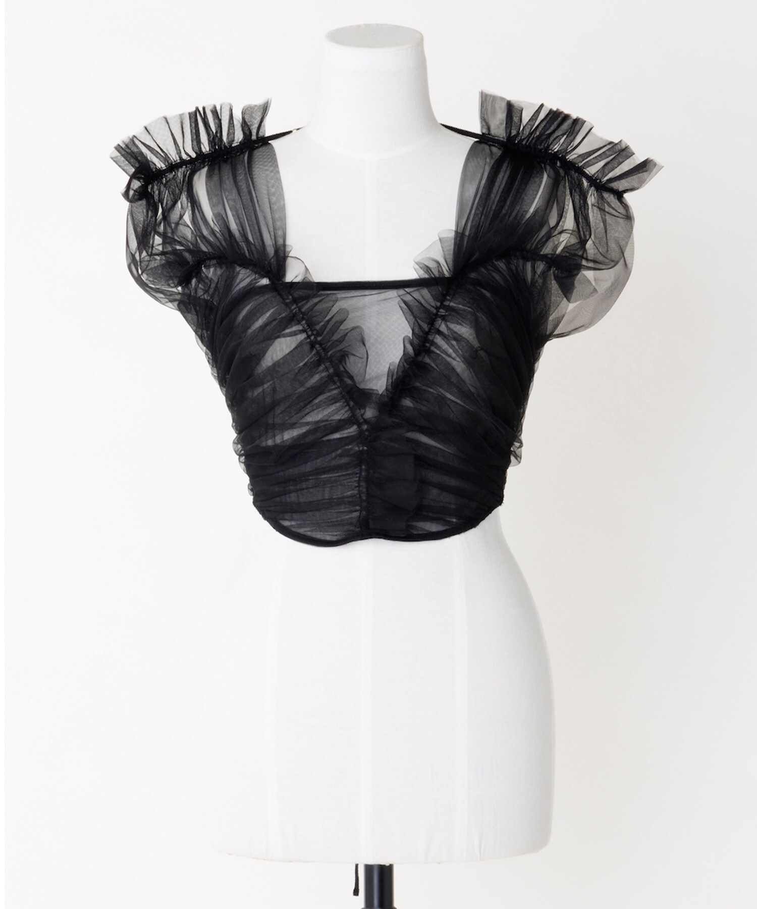 GATHRED TULLE TOP
