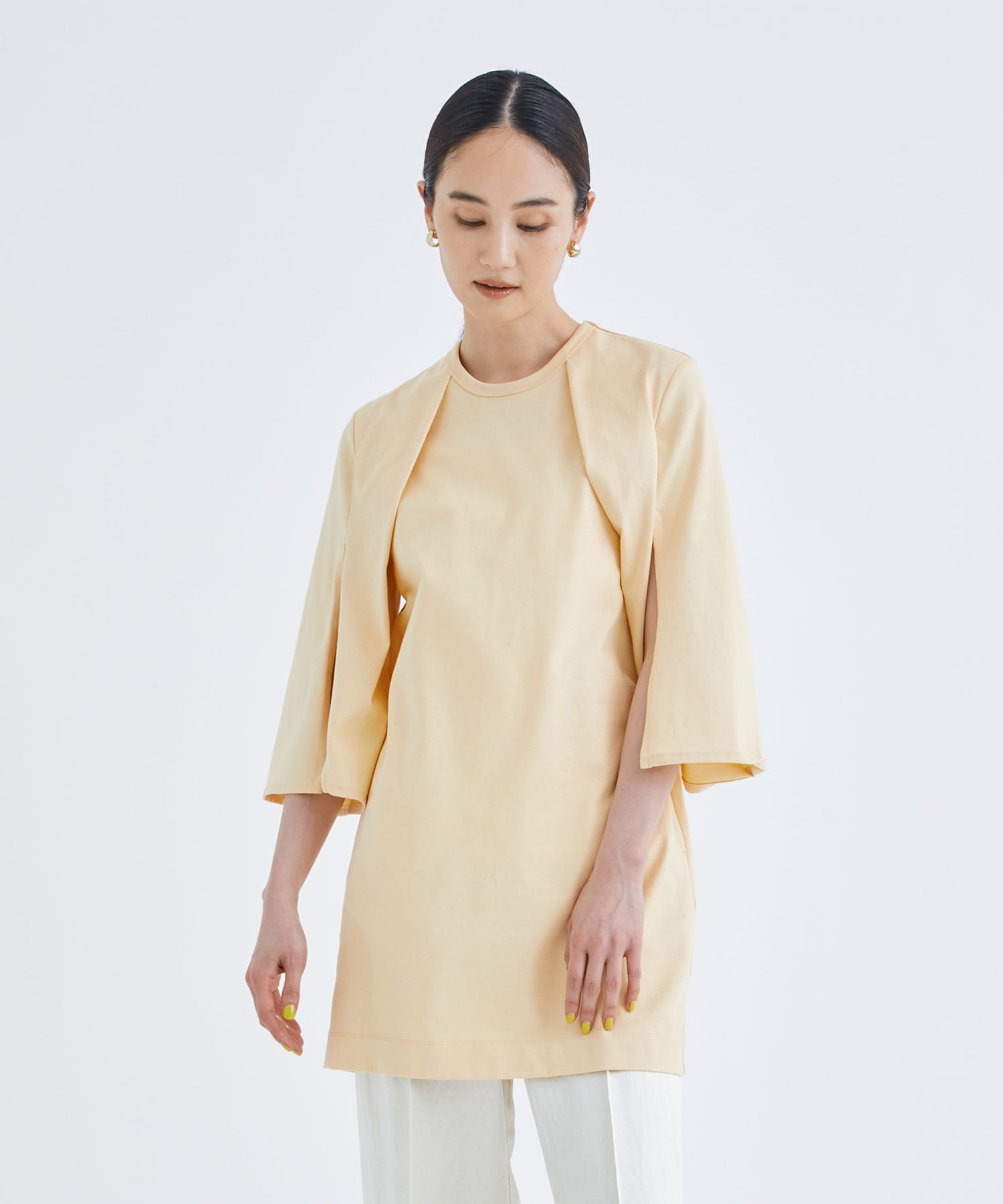 EX.slit sleeve dress Tee