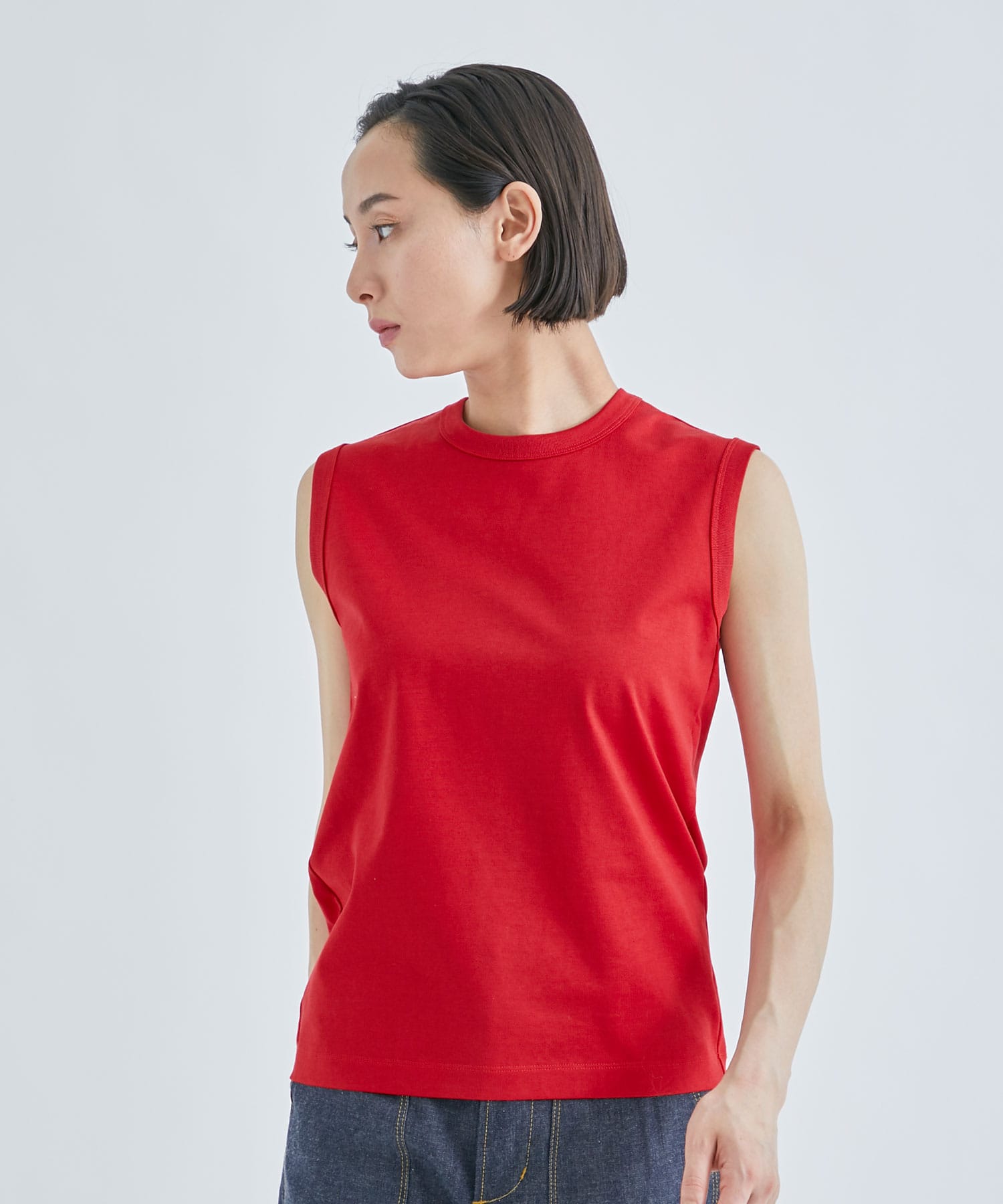 EX.COTTON JERSEY SLEEVELESS T-SHIRT