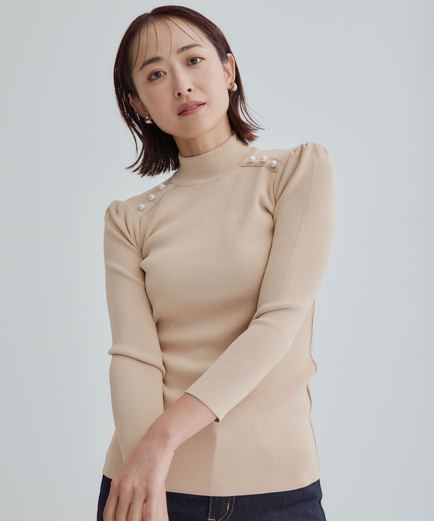 ボーダーズアットバルコニー PEARL ROUND NECK TOP - ニット/セーター