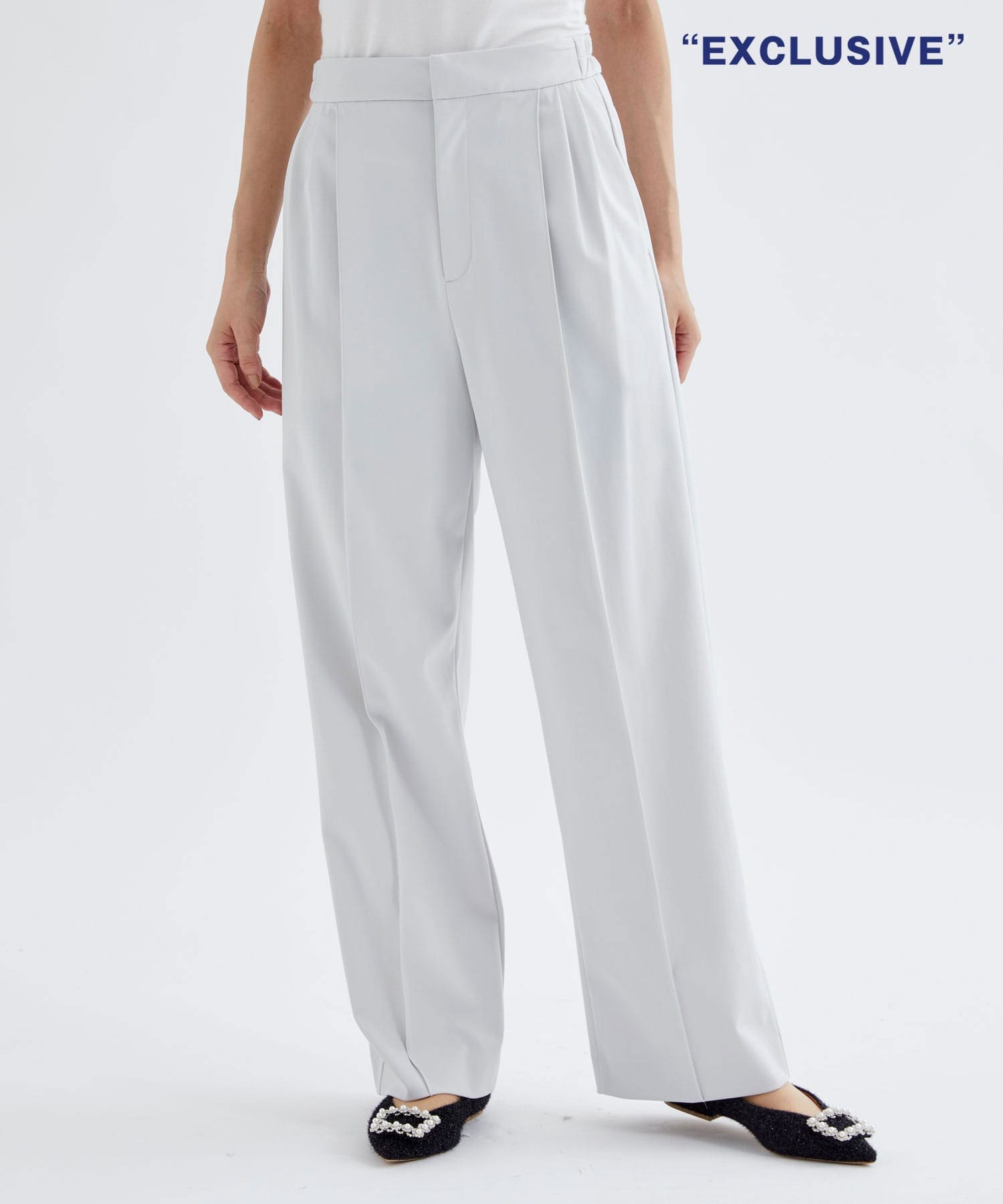 WASHABLE HIGH FANCTION STRAIGHT WIDE PANTS