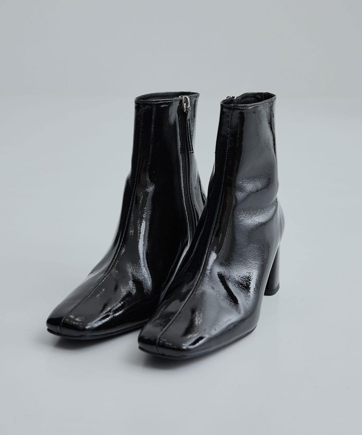 Patent leather square toe boots