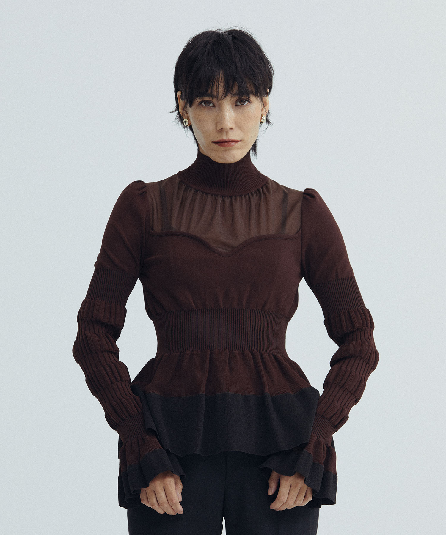 STRIPE KNIT PEPLUM SWEATER
