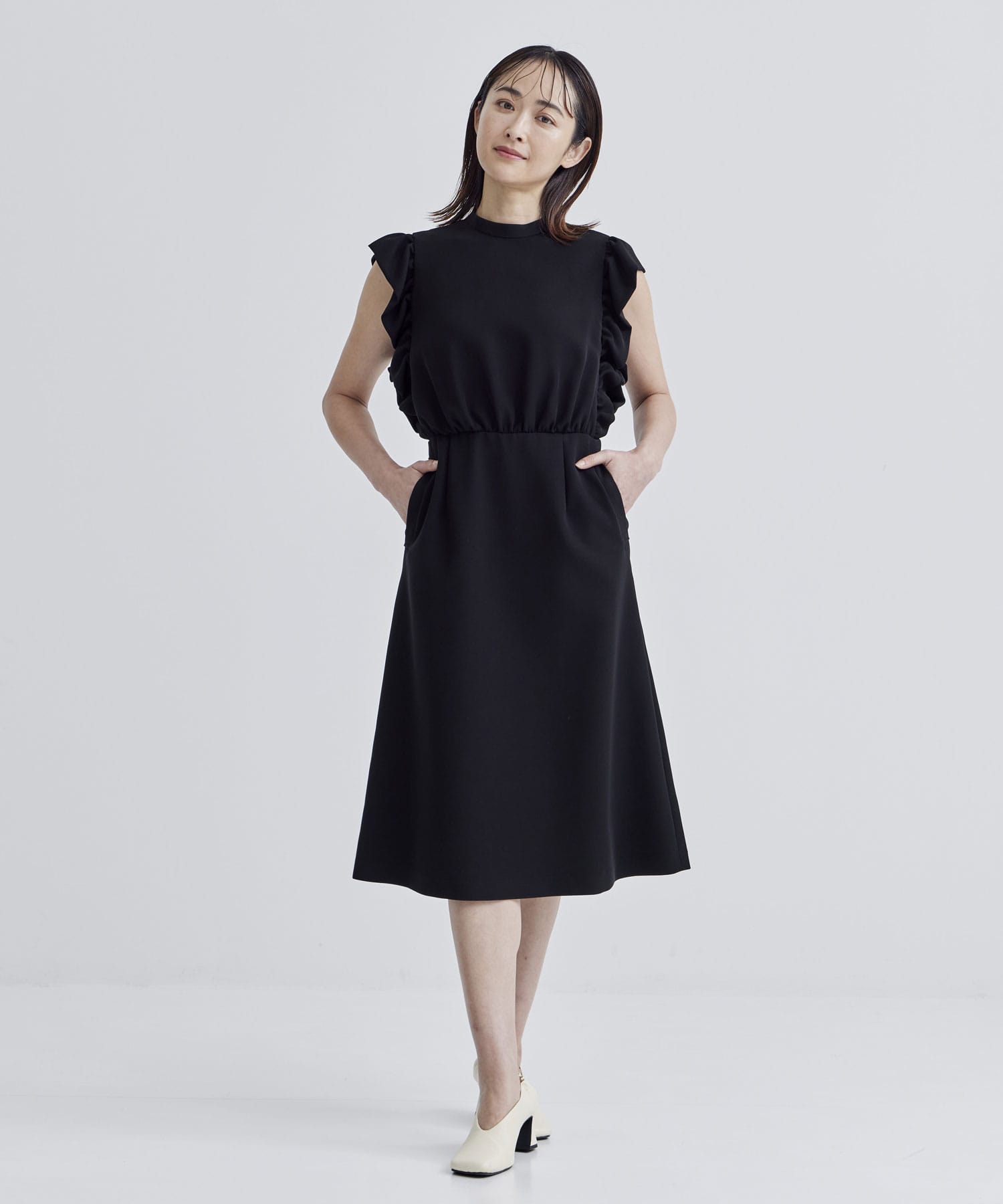 BALLOON FRILL SLEEVE DRESS