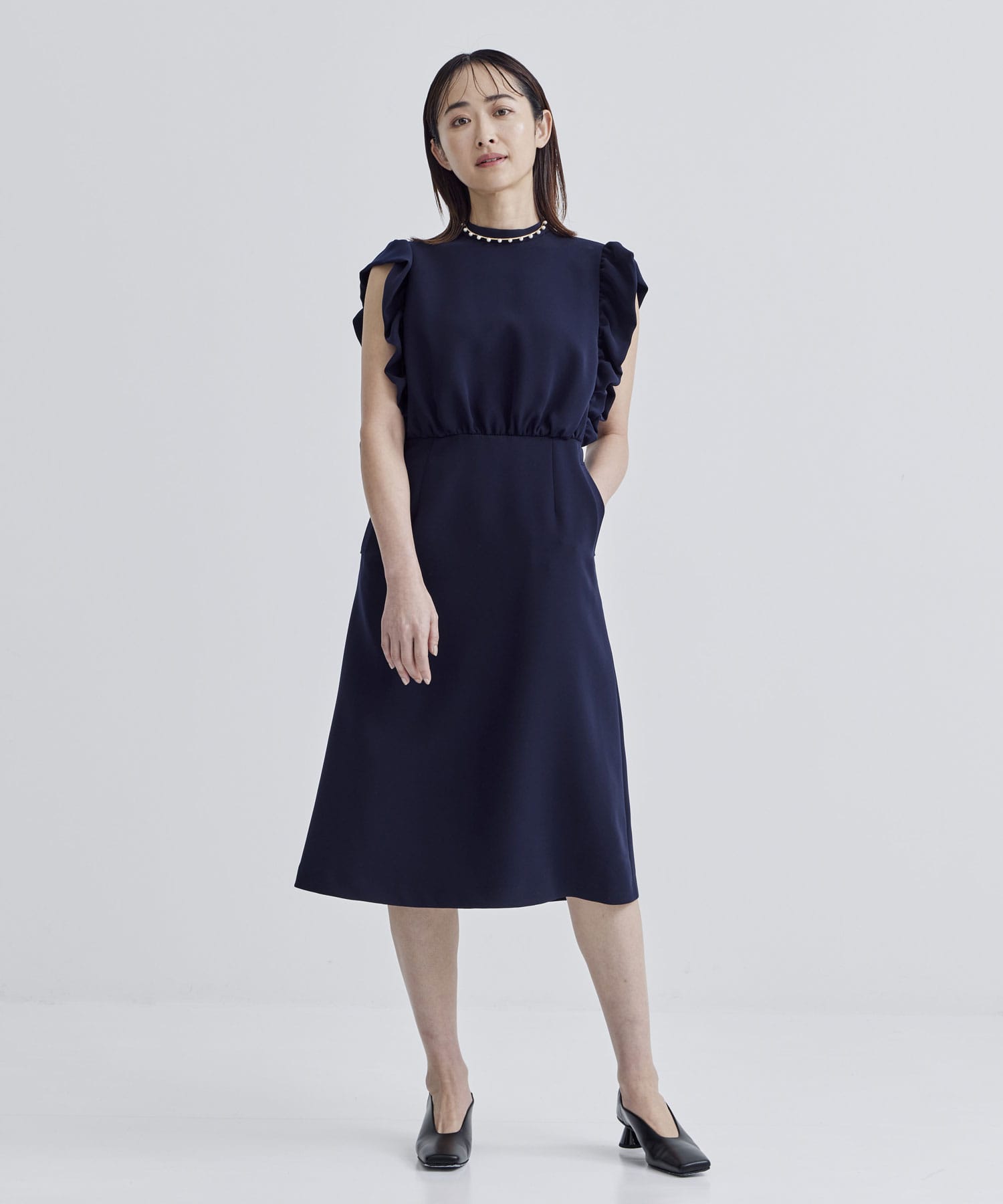 BALLOON FRILL SLEEVE DRESS