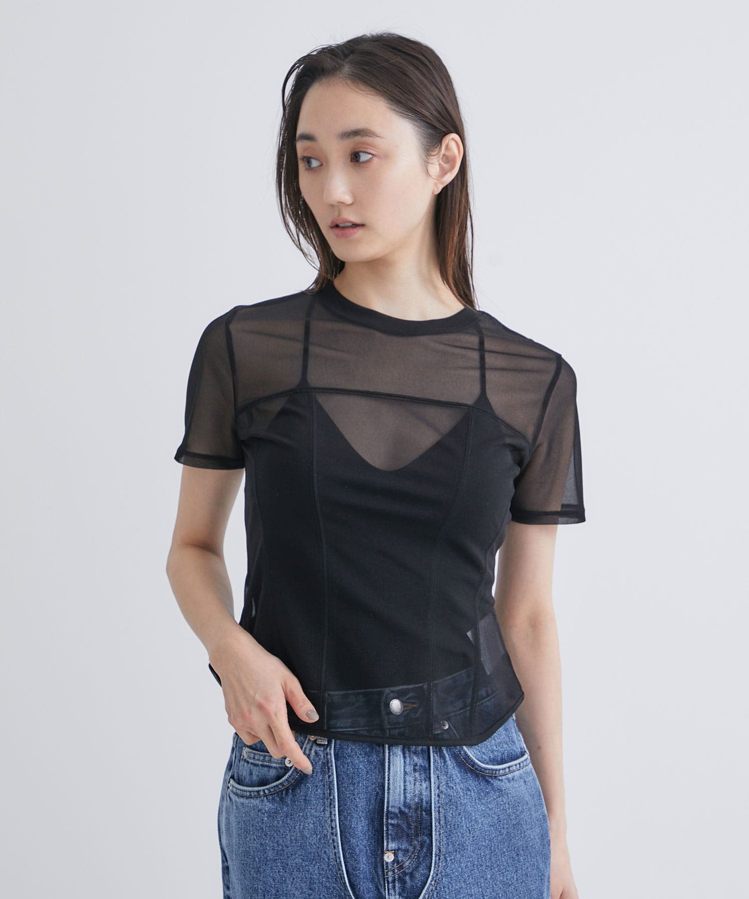 SEE-THROUGH JERSEY BUSTIER T-SHIRTS