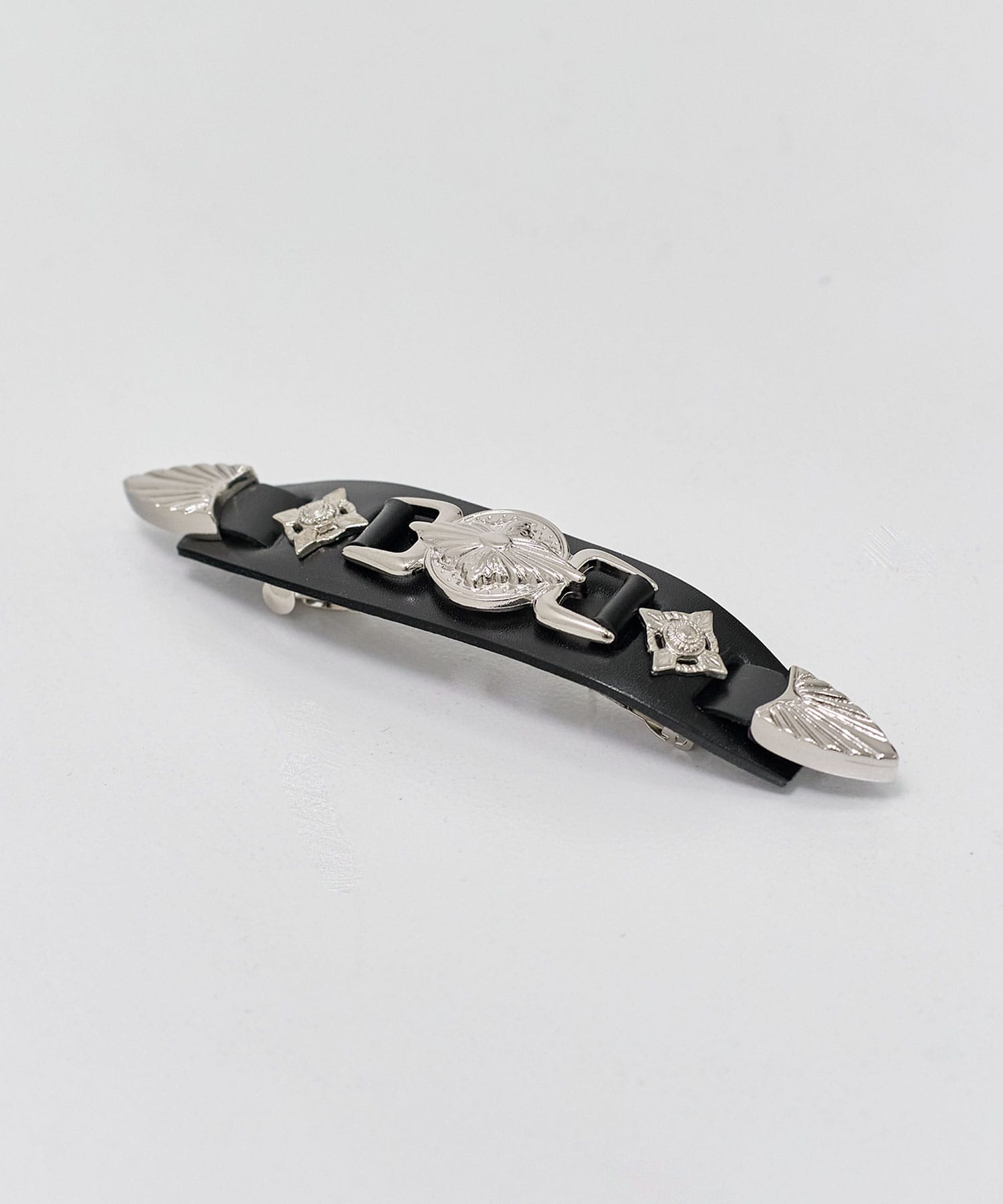 Metal leather barrette