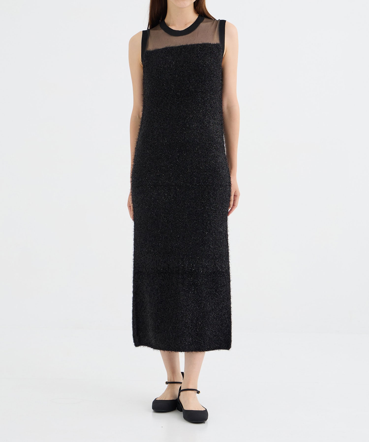 SLEEVELESS KNIT DRESS BLACK